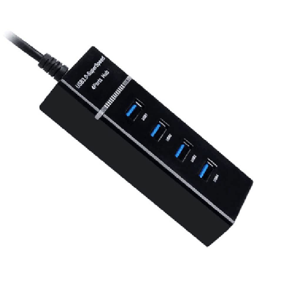 高速USB 3.0/2.0四合一集线器带LED灯，适用于笔记本电脑、PC电脑的多端口USB分线器，提升办公与娱乐效率