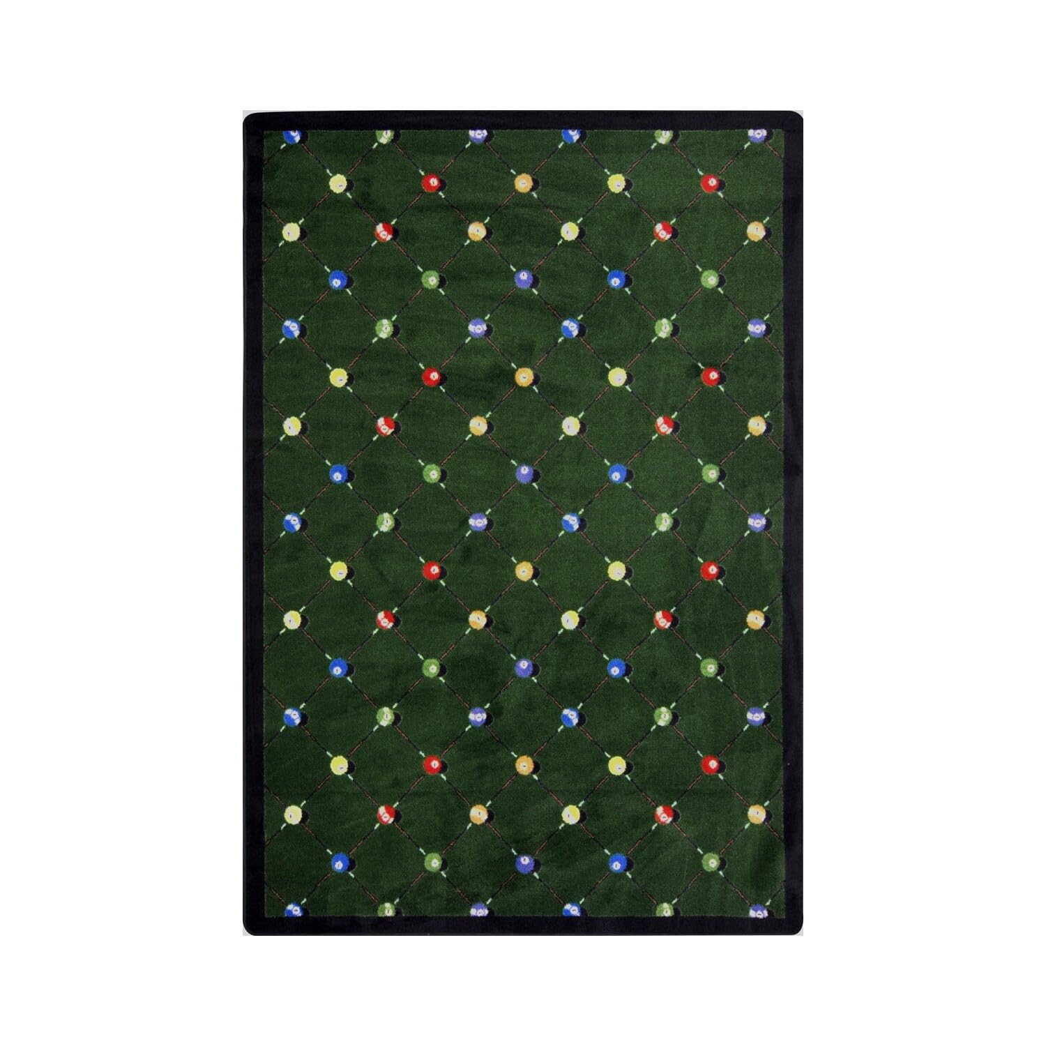 Joy Carpets Games People Play Billiards Gaming Area Rug, Green - Perfect for Game Rooms, Basements, and Man Caves