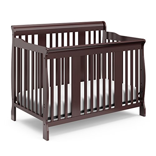 Storkcraft Tuscany 4-in-1 Convertible Crib in Espresso - Converts to Toddler Bed, Daybed & Full Size Bed | 3 Adjustable Mattress Heights (Mattress Sold Separately) - Perfect for Nursery, Kids Room & Growing Families