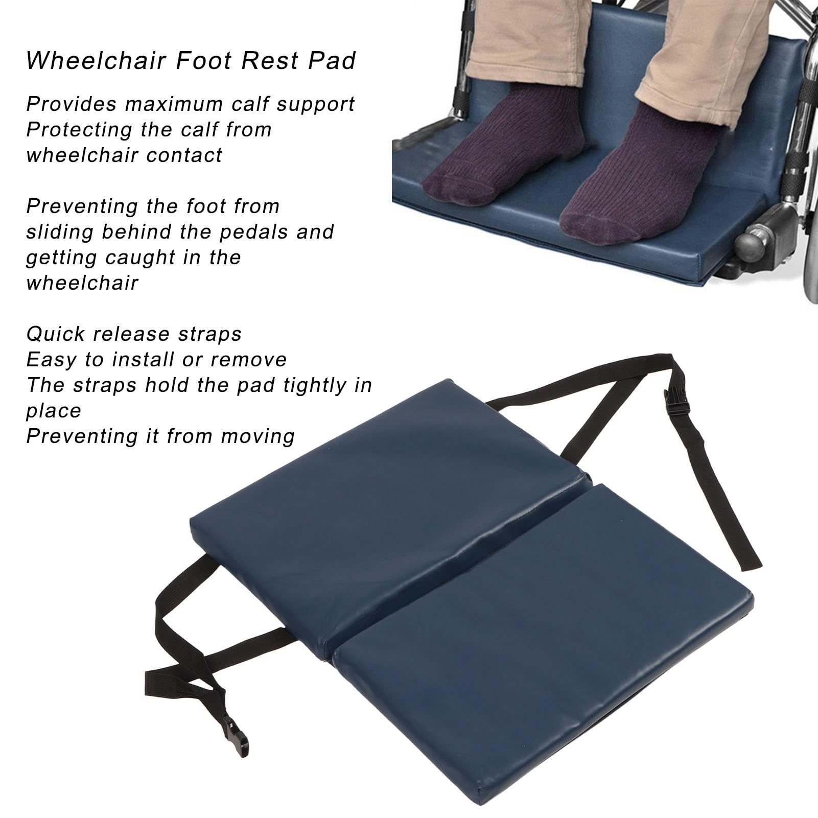Adjustable Wheelchair Foot Rest Extender with Elevating Pad & Quick Release Strap - Cushioned Leg Support for Enhanced Comfort - Ideal for Home Care, Hospital Use, and Daily Mobility Assistance