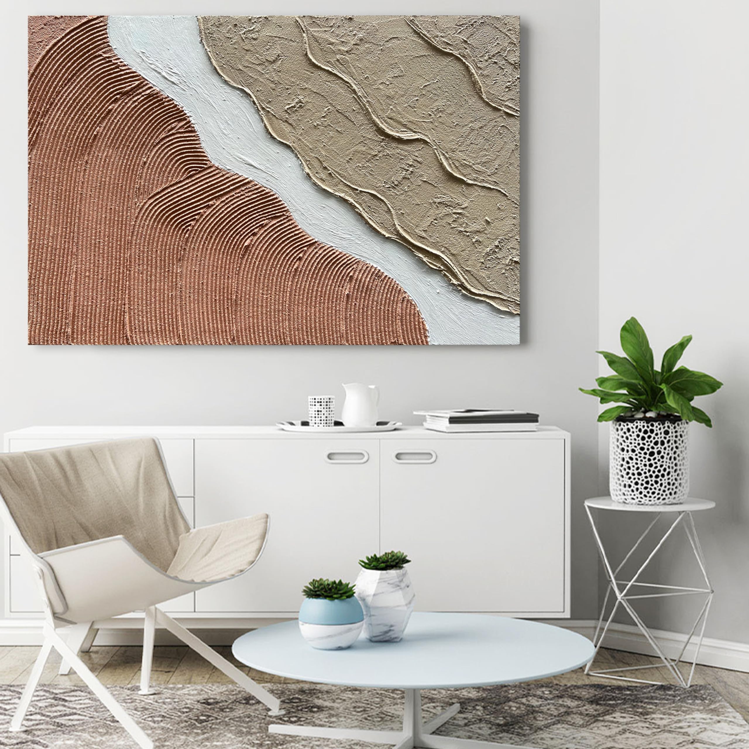 3D Heavy Texture Abstract Oil Painting on Canvas - Large Modern Wall Art for Living Room, Bedroom & Office Decor | Minimalist Home Decor