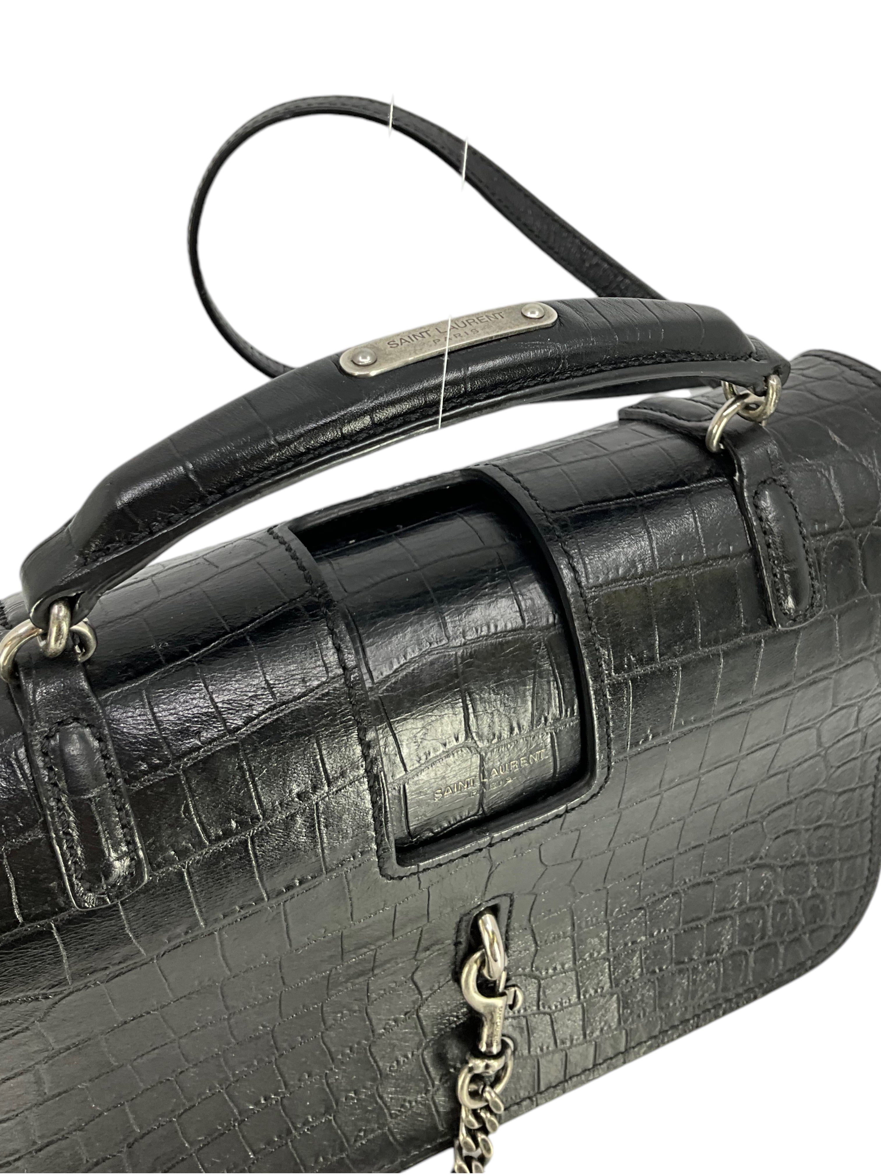 SAINT LAURENT Medium Charlotte Bag - Genuine Crocodile Embossed Leather Handbag for Women | Perfect for Work, Evening Events & Luxury Gift Giving