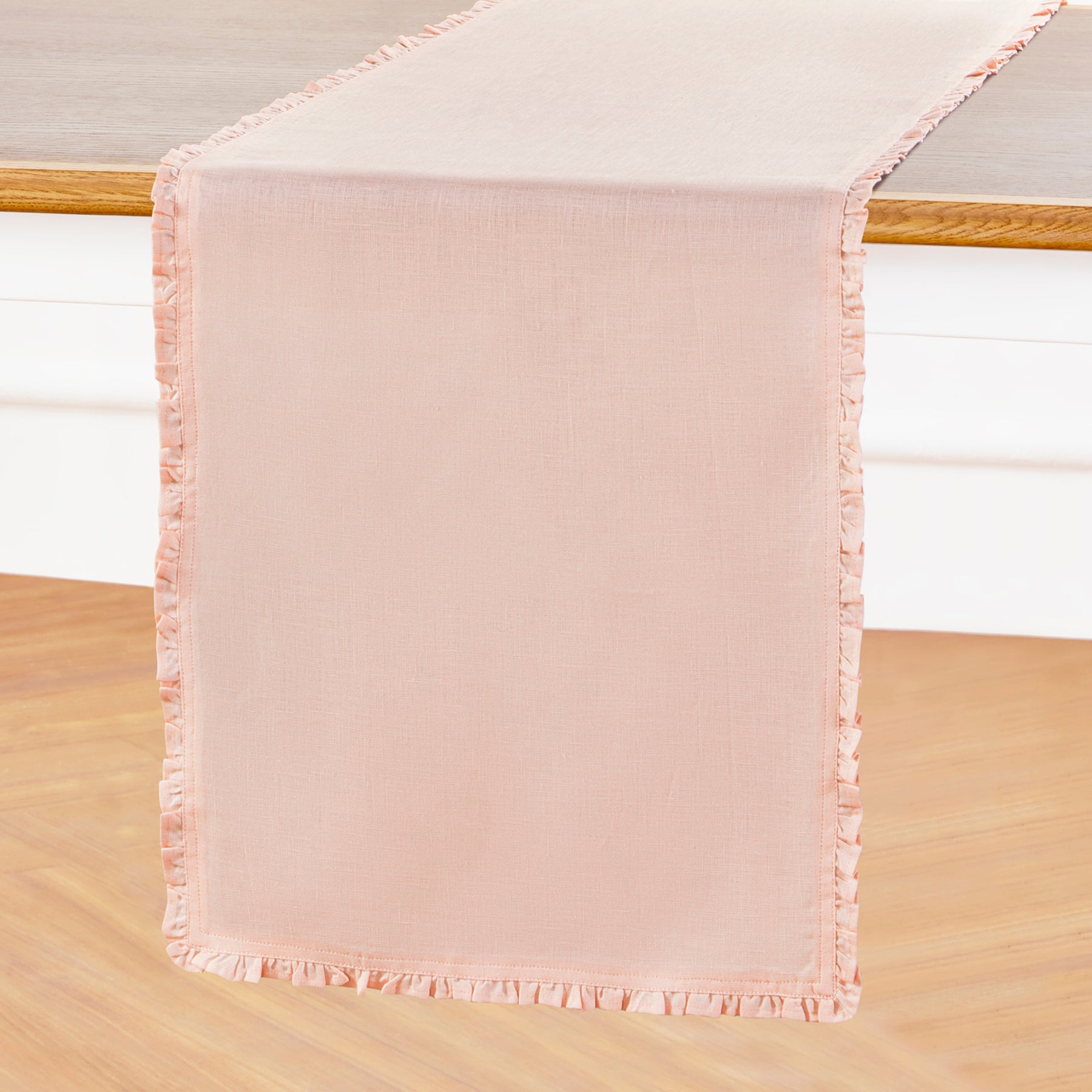 Juliette Ruffle Table Runner - Elegant Lace Trim Dining Table Decor for Weddings, Parties & Home Decor
