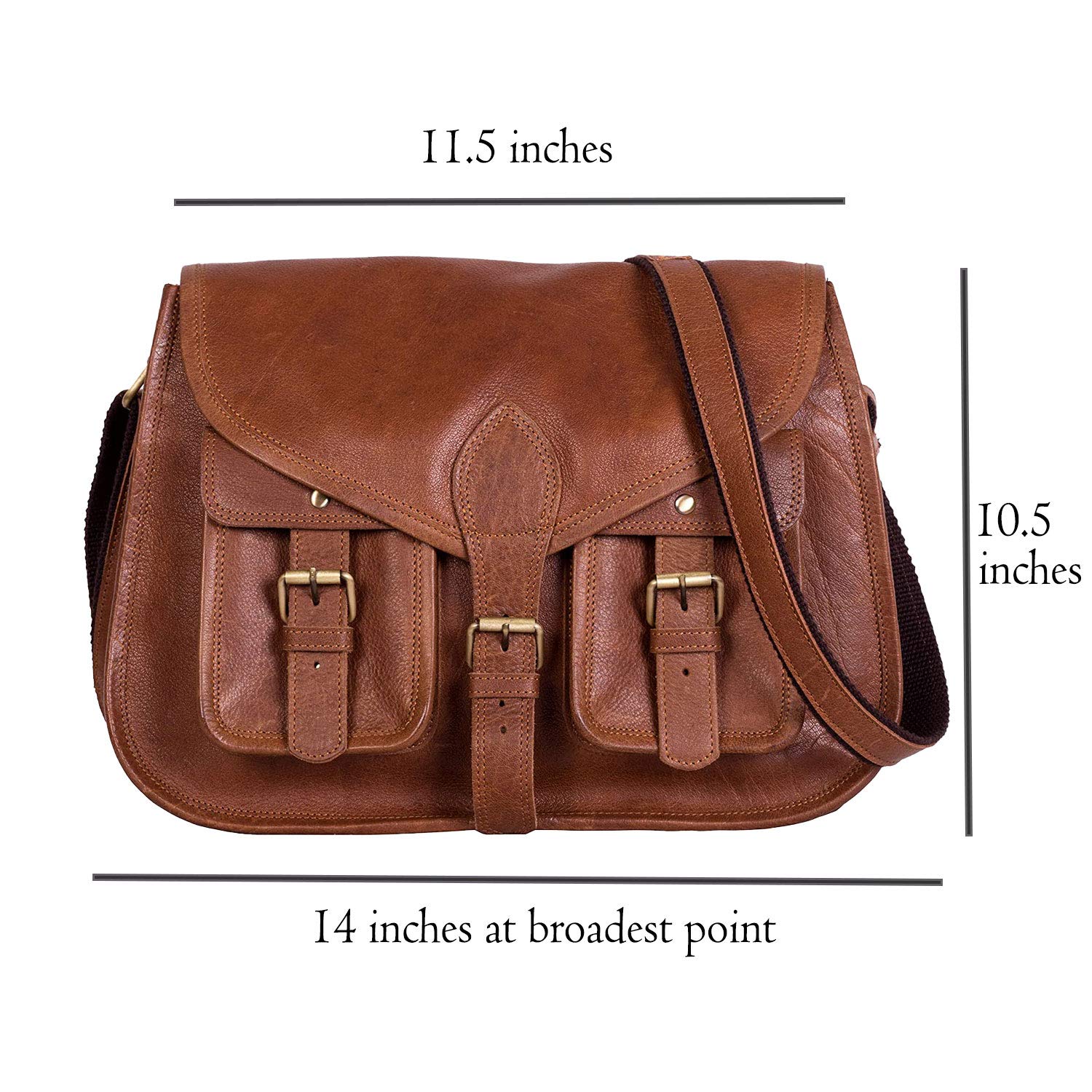 14 Inch Genuine Leather Purse for Women - Stylish Shoulder Bag & Crossbody Satchel - Ladies Tote Handbag for Travel, Work & Everyday Use