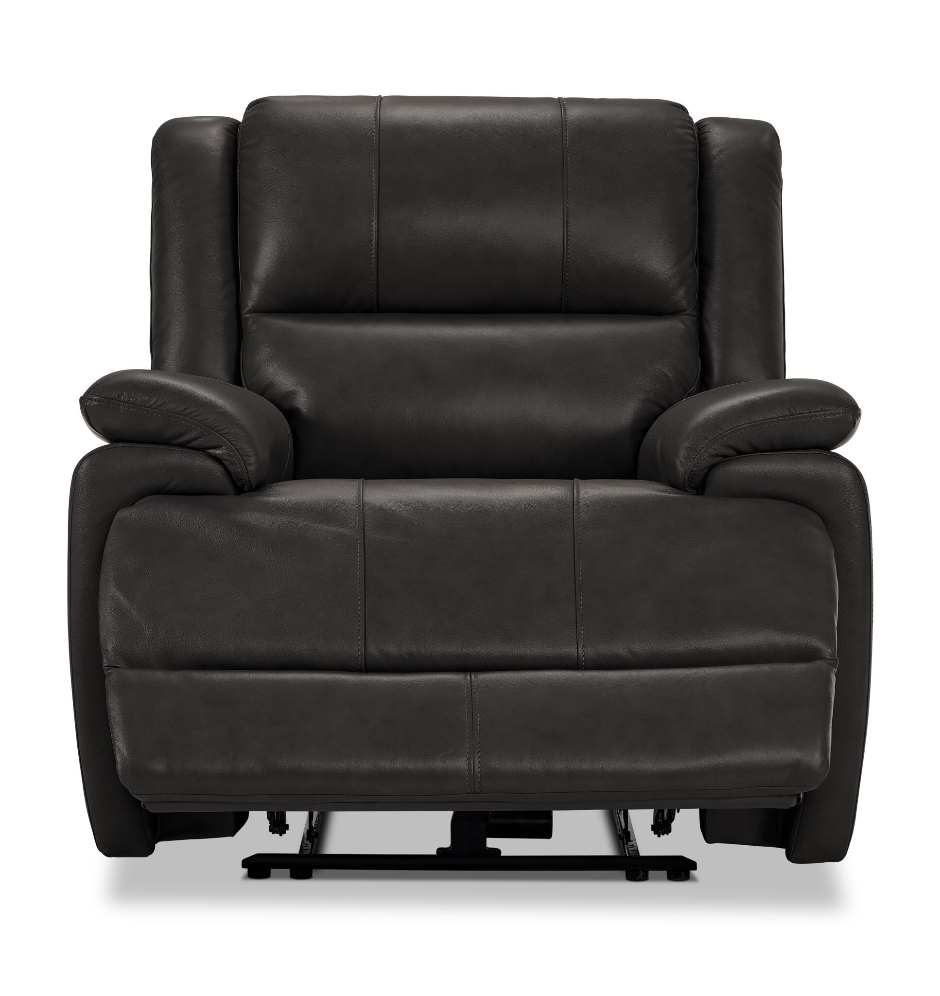 Allie Leather Dual Power Recliner Chair with Massage & Heat - Granite Color - Perfect for Living Room, Home Theater & Office Relaxation