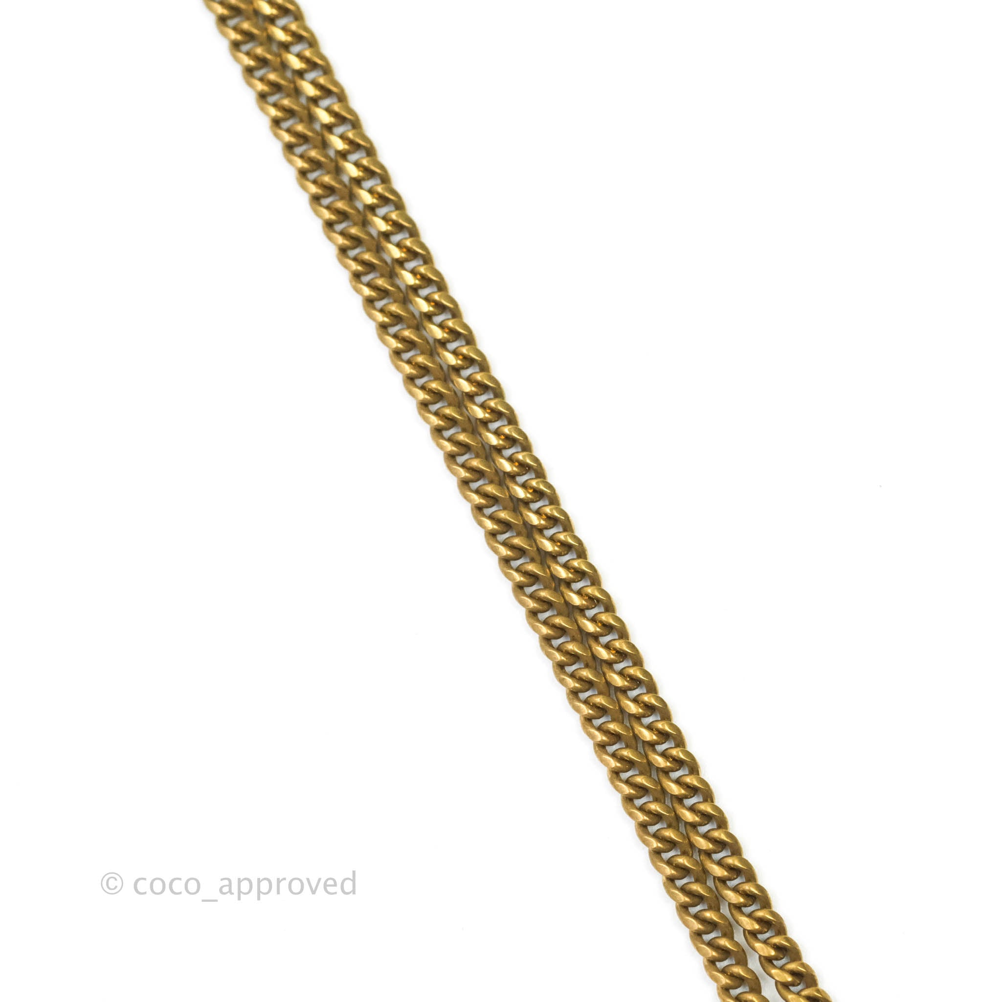 Chanel CC Crystal Pendant Chain Necklace in Matte Gold Tone - Elegant 21C Collection for Women | Perfect for Evening Parties, Weddings & Special Occasions