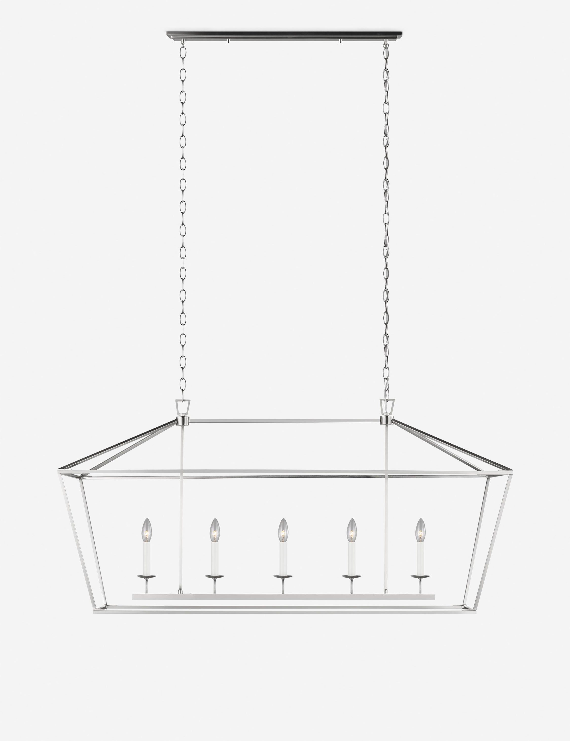 Modern Gala Linear Chandelier - 6-Light LED Crystal Pendant Lighting Fixture for Dining Room, Kitchen Island, or Entryway - Elegant Contemporary Ceiling Light with Adjustable Height