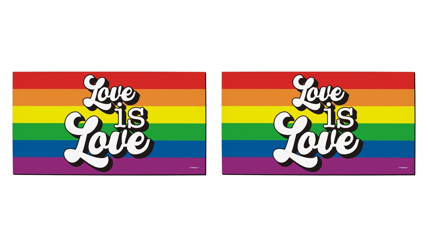 2 Pack Rainbow Pride Doormat Set - Love is Love LGBTQ+ Welcome Mat for Front Door, Porch, or Patio - Perfect Gay Pride Gift for Home Decor & Outdoor Use