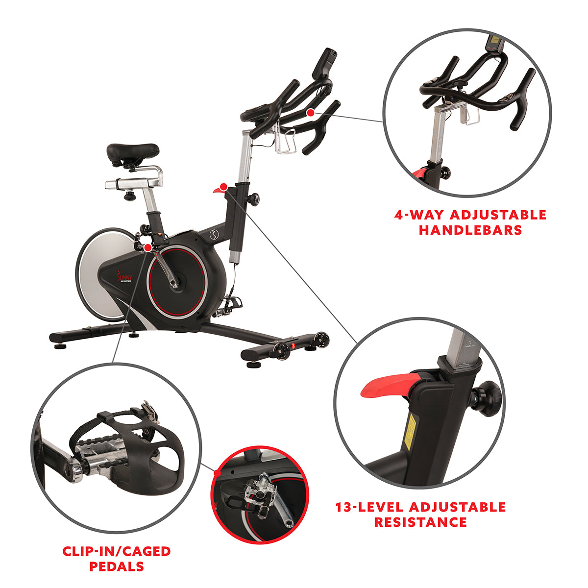 Magnetic Rear Belt Drive Stationary Exercise Bike with LCD Monitor & Cadence Sensor - 350 lbs Weight Capacity for Home Gym, Cardio Workout & Indoor Cycling Training