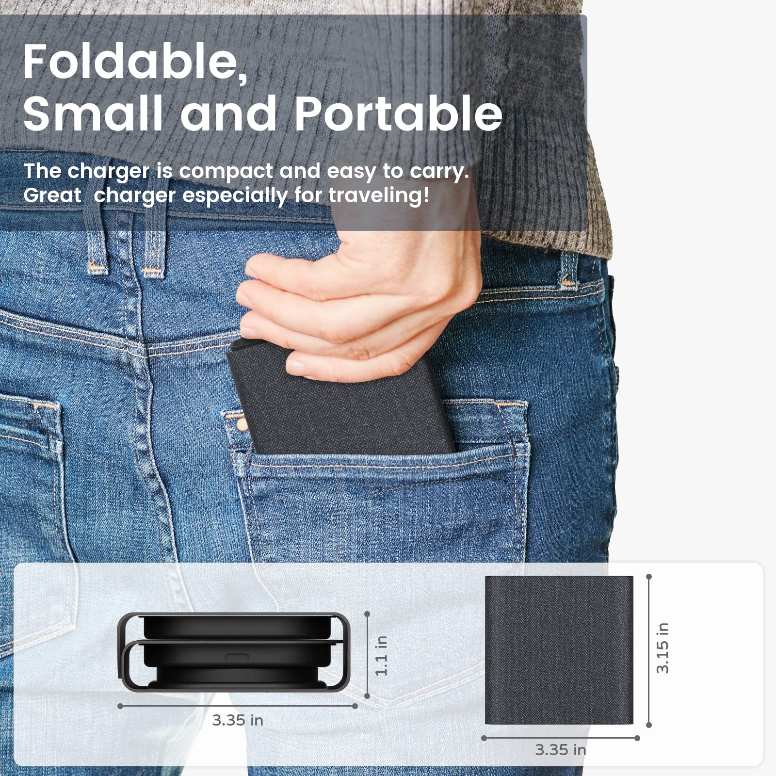3-in-1 Magnetic Wireless Charging Station for iPhone 14/13/12 Pro Max, Apple Watch, AirPods - Portable Foldable Travel Charger (Black) | Perfect for Home, Office & Car Use