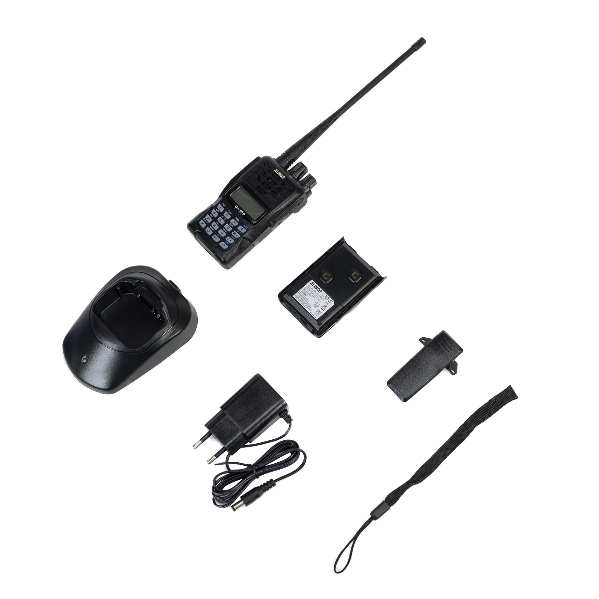 Alinco DJ-500-E Portable VHF/UHF Two-Way Radio - Adjustable Power 200 Channels 1500mAh Battery with Talk Around VOX TOT CTCSS DCS & FM Radio - Ideal for Outdoor Adventures Emergency Communication and Security Teams