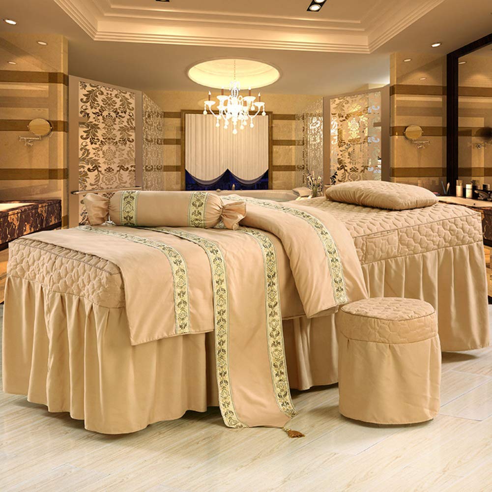 Premium European Massage Table Sheet Set - 4-Piece Spa Bed Skirt with Face Rest Hole (60x180cm/24x71inch) for Professional Massage Therapy & Relaxation Treatments