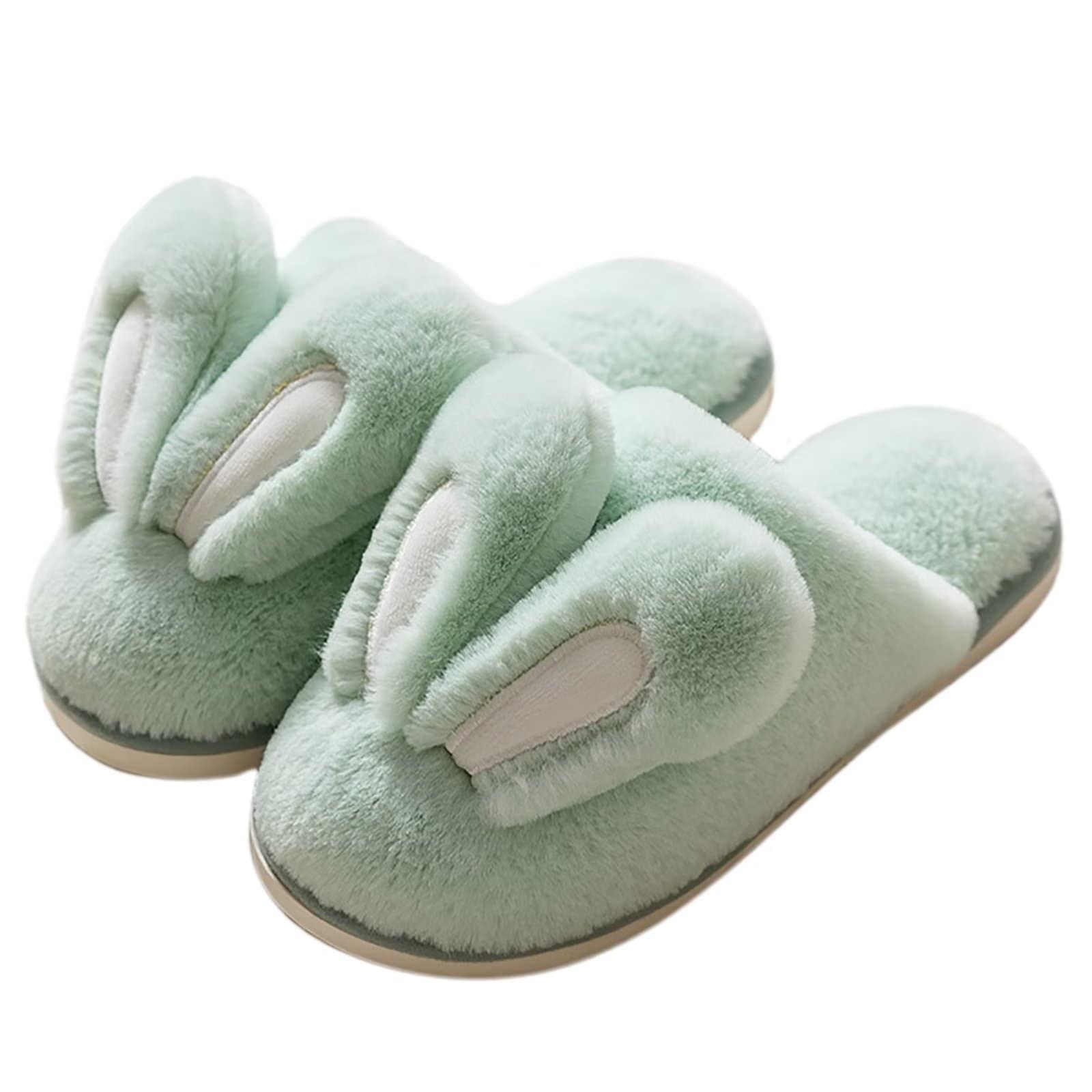 Cozy Fuzzy Faux Rabbit Fur Slippers for Women & Men - Plush Indoor House Shoes for Girls, Living Room & Bedroom - Perfect for Relaxing at Home, Winter Comfort & Gift Giving