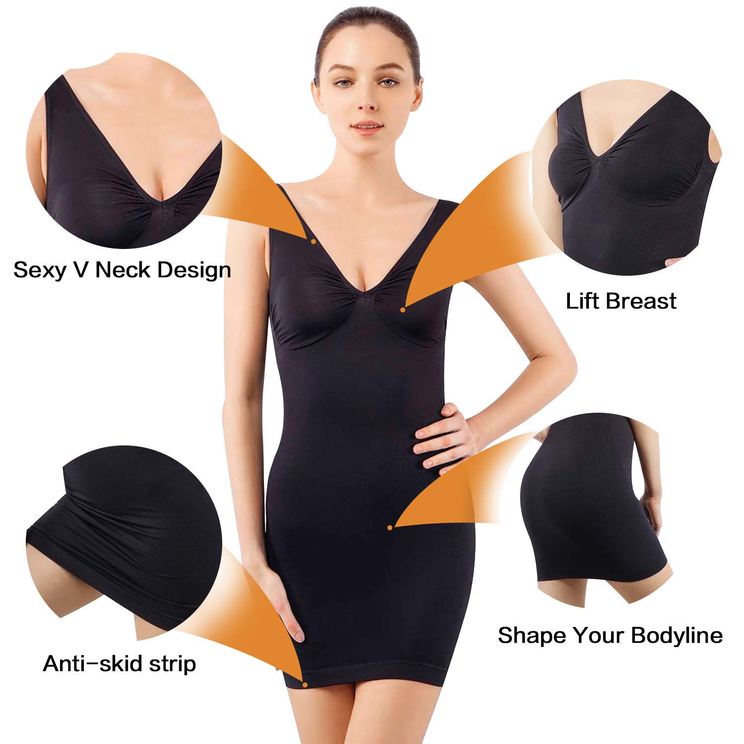 Best Women's Full Body Shapewear Slip - Seamless Tummy Control & Waist Trainer - Black, Small - Perfect for Dresses, Wedding & Everyday Wear