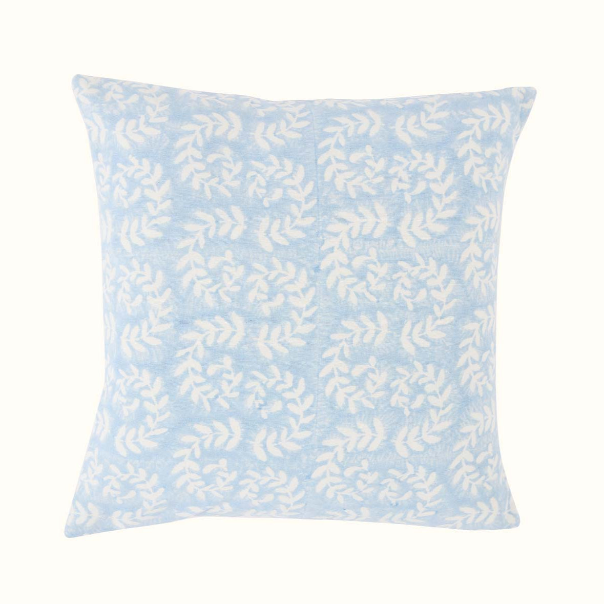 Hand Block Printed Ashdown Cushion Cover - Cool Blue Cotton Pillow Case for Sofa, Bed & Home Decor - Boho Chic Living Room & Bedroom Accessories