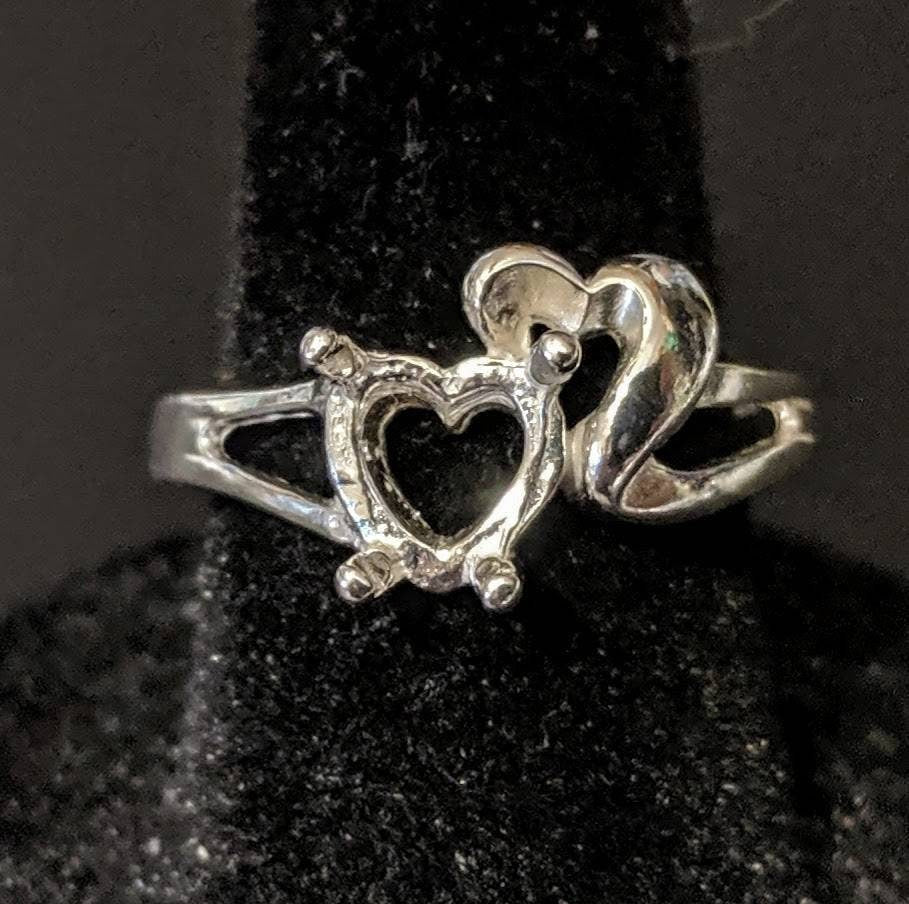 8mm Solid Sterling Silver or 14kt Gold Fancy Double Heart Pre-Notched Blank Ring Size 7 - Perfect for Engagement, Wedding Bands & Jewelry Making Supplies