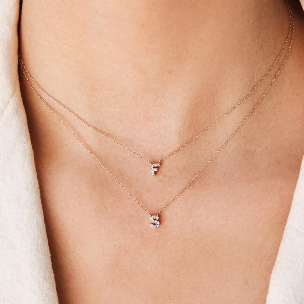 10k Gold Diamond Letter F Necklace - Elegant Initial Pendant for Women, Perfect for Gifts, Anniversaries & Everyday Wear