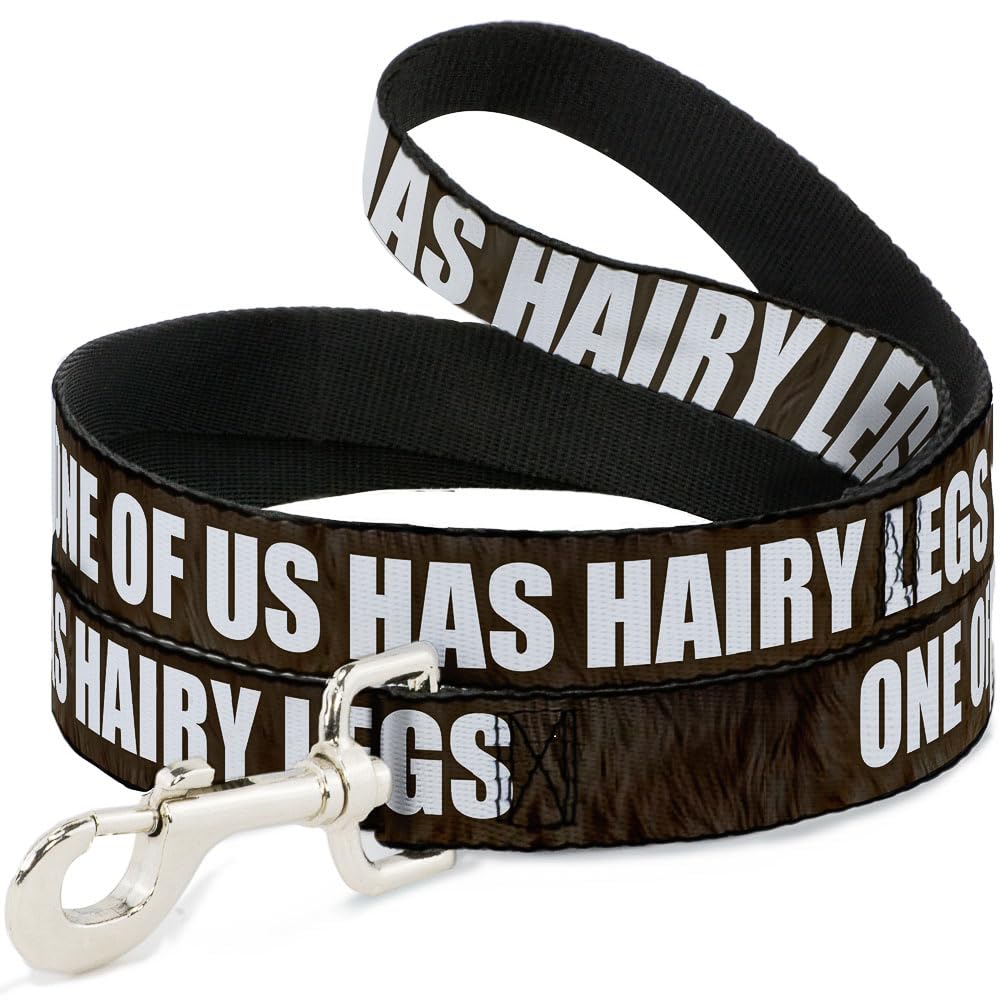 Buckle-Down Adjustable Dog Leash - Hairy Legs/Fur Tan & White Design - Durable Nylon Pet Walking Lead for Small Medium Large Dogs - Perfect for Daily Walks, Hiking & Outdoor Adventures