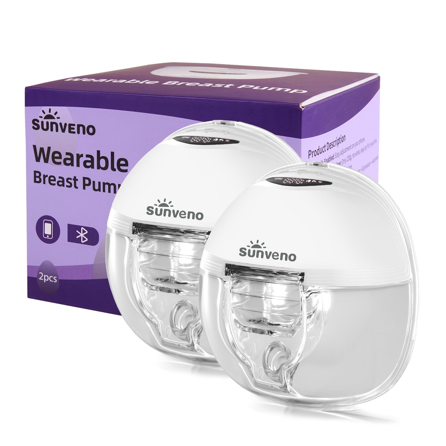Sunveno Hands-Free Double Electric Breast Pump for Nursing Moms - Portable & Quiet Breastfeeding Pump for Work, Travel & On-the-Go Use