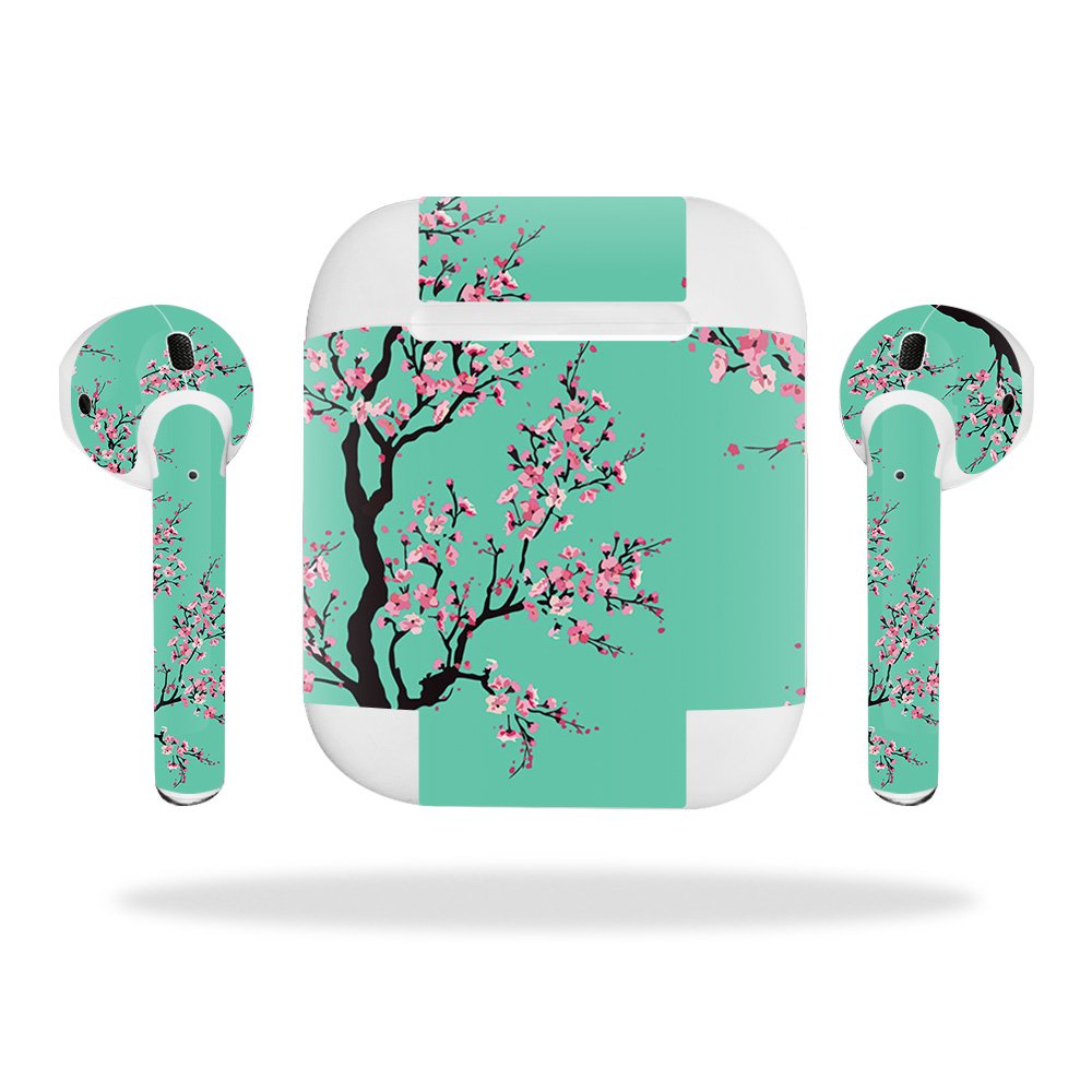 MightySkins Cherry Blossom Tree Vinyl Skin Wrap for Apple AirPods - Protective & Durable Decal Cover | Easy to Apply & Remove | Made in USA | Perfect for Personalization, Gift Giving & Style Protection