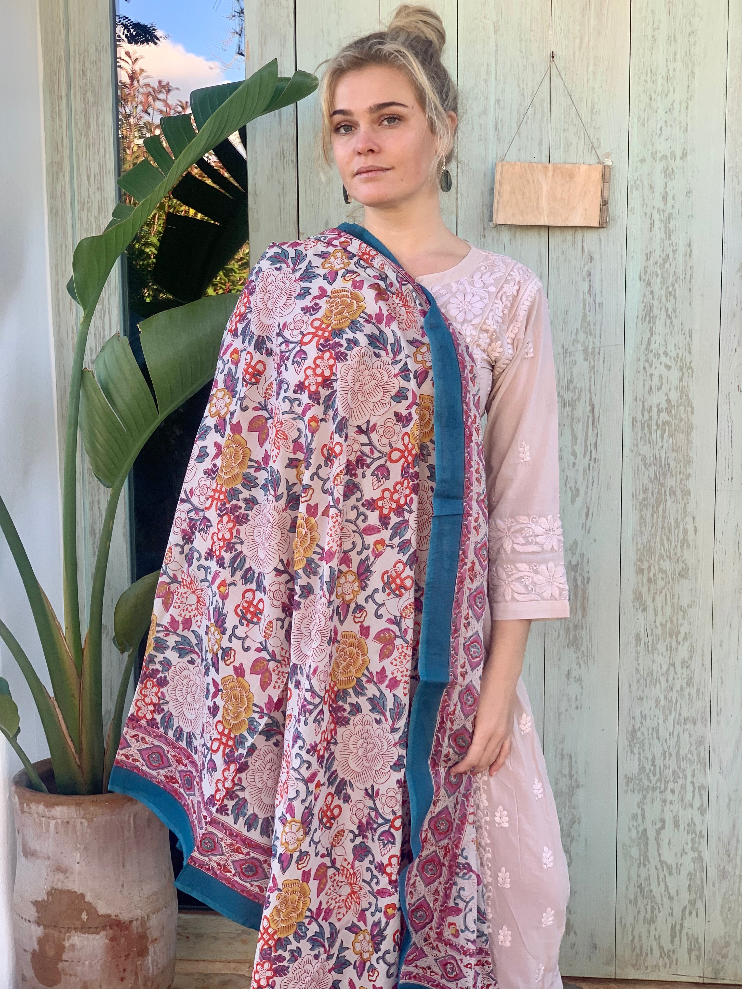 Stylish Block Print Cotton Sarong Pareo Shawl - New Collection for Beach, Pool, and Summer Fashion