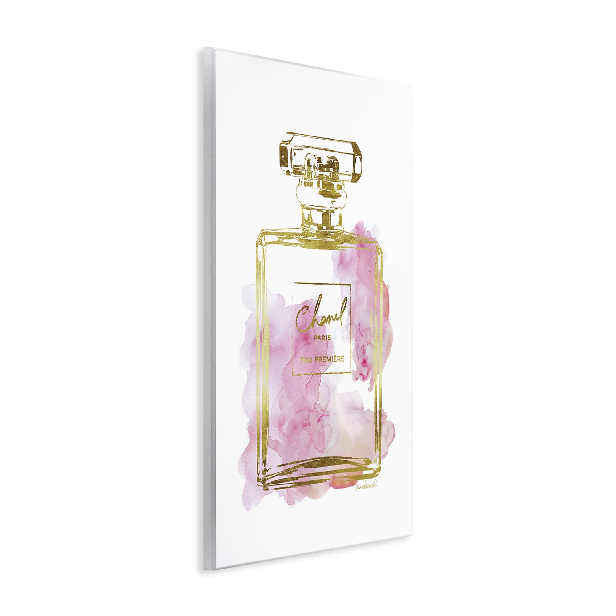 Stupell Industries Glam Perfume Bottle Gold Pink Wall Art Plaque - Handmade in USA - 10