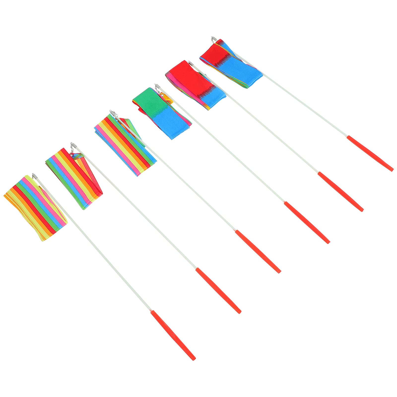 Jojofuny 6-Pack Rainbow Rhythmic Ribbon Streamers - Colorful Twirling Wands for Kids & Adults - Perfect for Dance, Gymnastics, Performance & Play