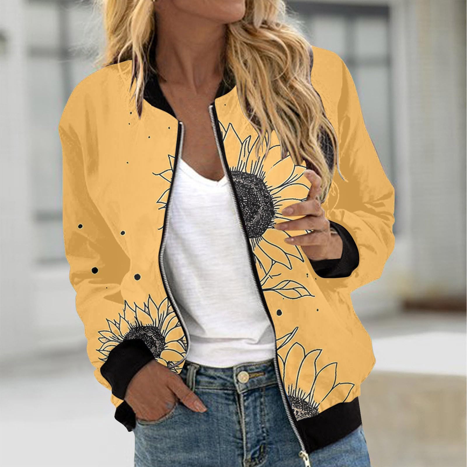 Stylish Women's Lightweight Bomber Jacket with Pockets - Trendy Biker Jacket & Baseball Coat for Casual Wear, Outdoor Activities & Fashion Outfits