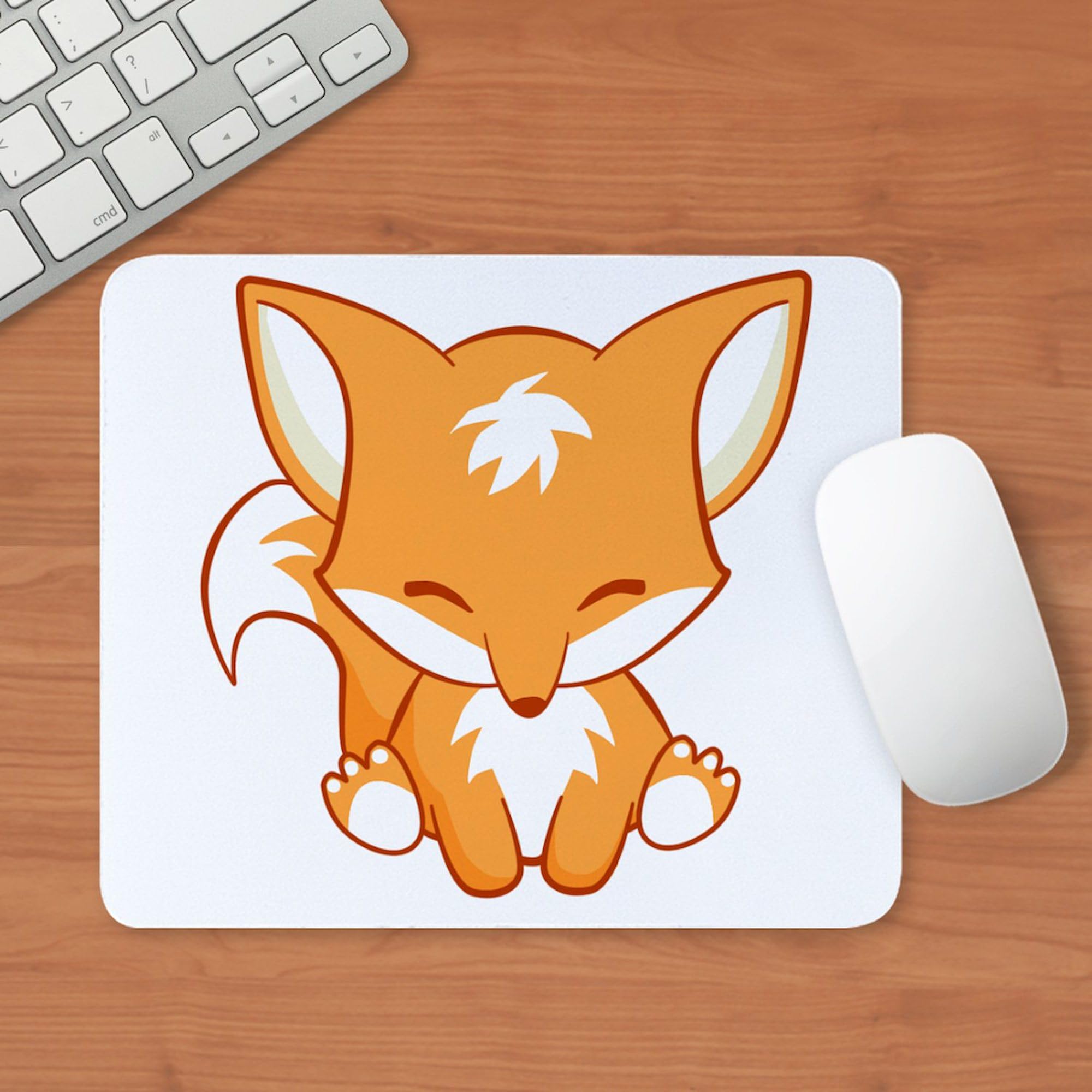 Happy Fox Non-Slip Rubber Gaming Mouse Pad - Cute Animal Design for PC, Laptop & Office Work - Perfect for Gamers, Programmers & Home Office Use