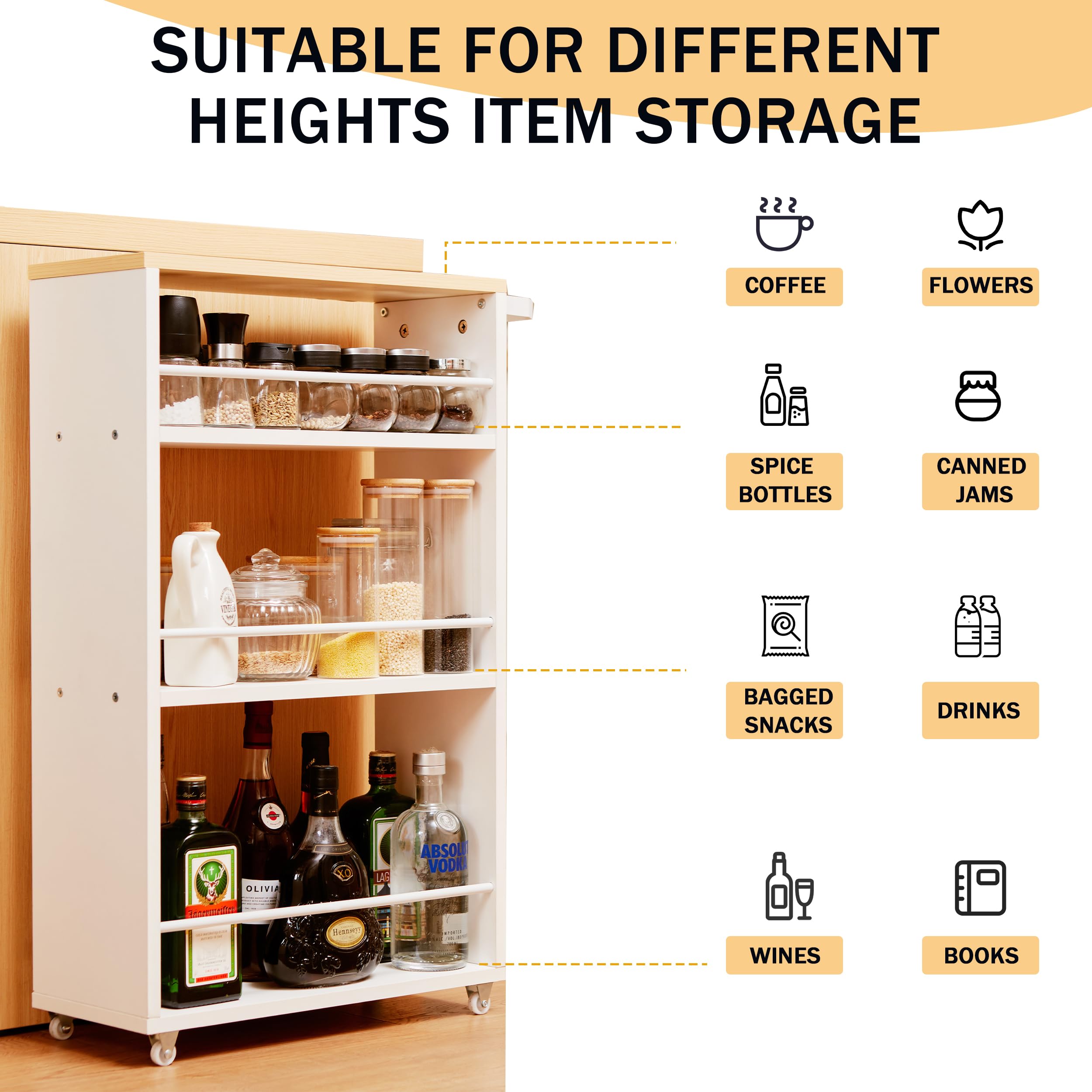 PrimeZone 4-Tier Slim Rolling Storage Cart - 18.5
