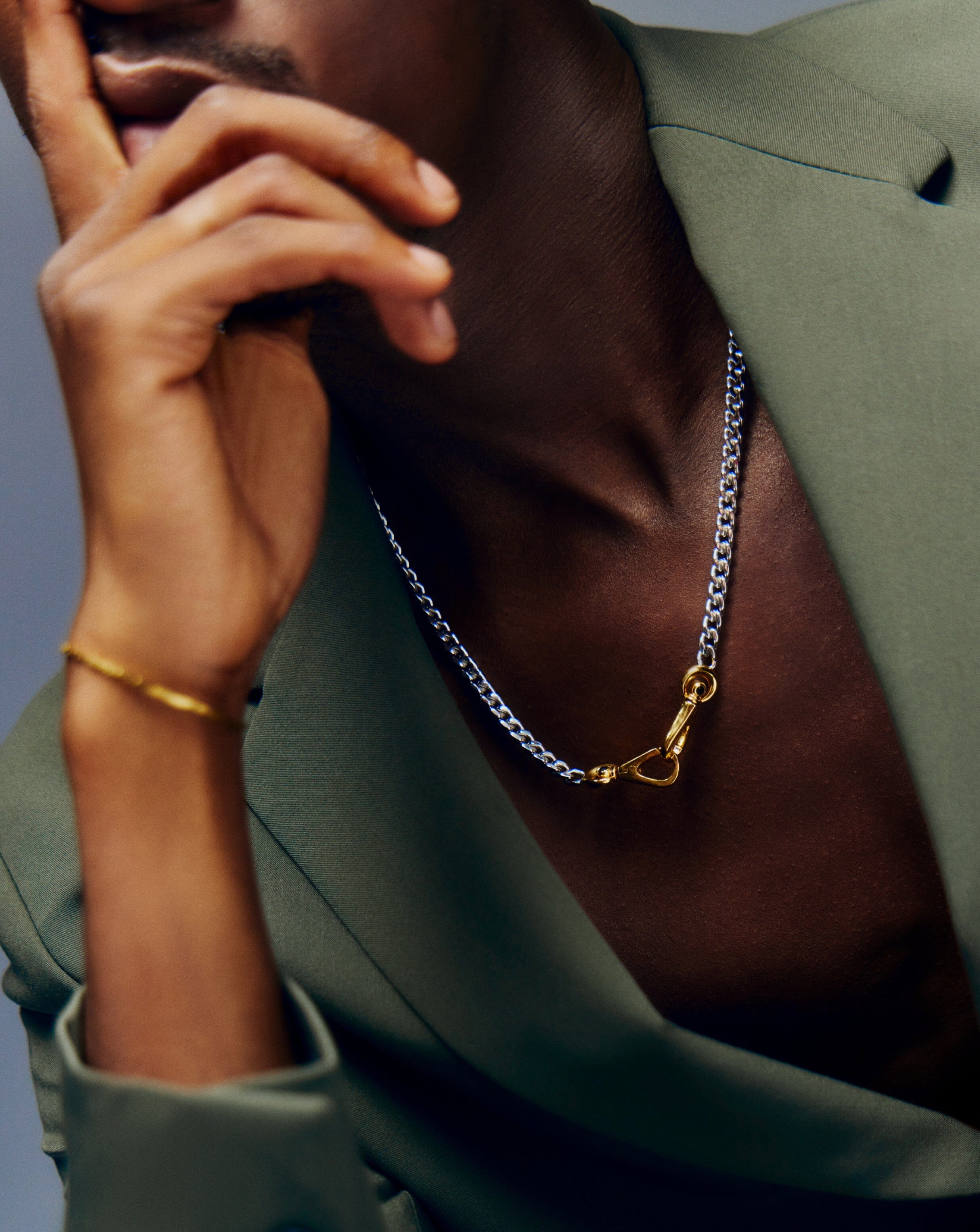 Kinetic Chunky Chain Necklace - Mixed Metal Cubic Zirconia Statement Jewelry | Trendy Layered Necklace for Women | Perfect for Parties, Date Nights & Everyday Wear