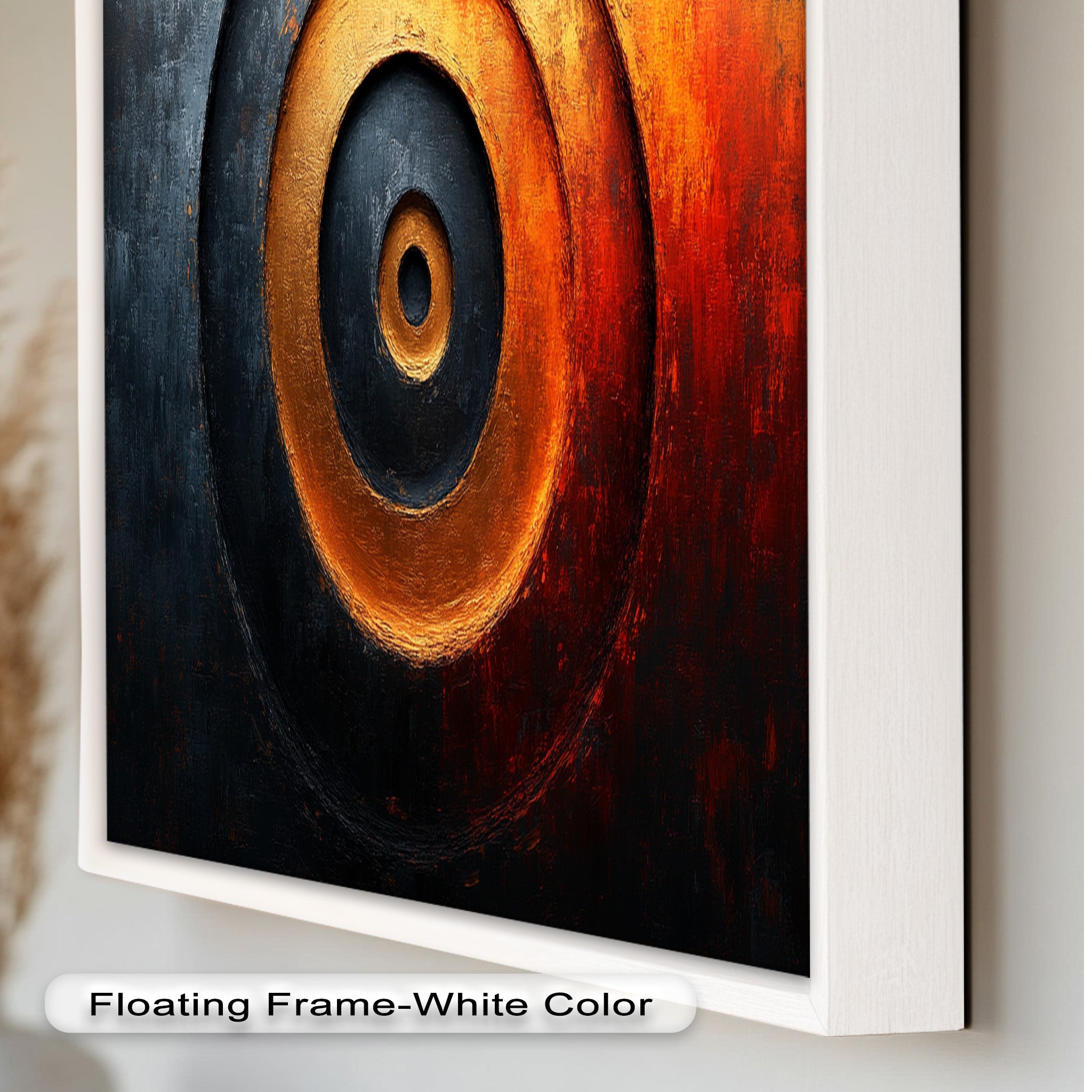 Abstract Gold Circle Wood Art - Modern Oil Painting Wall Decor for Living Room, Bedroom & Office | Handmade Canvas Artwork