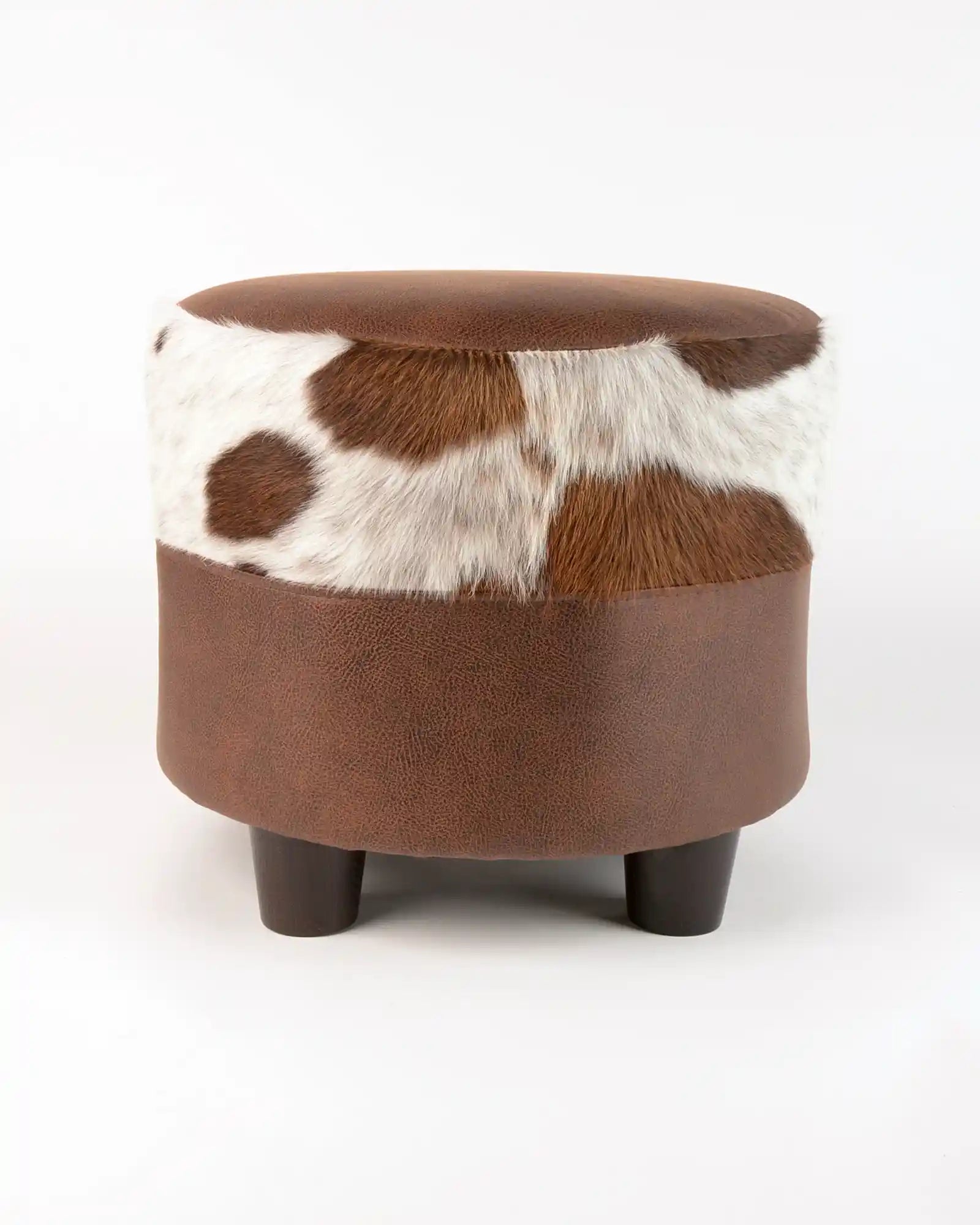 Premium Cowhide Round Footstool - 16