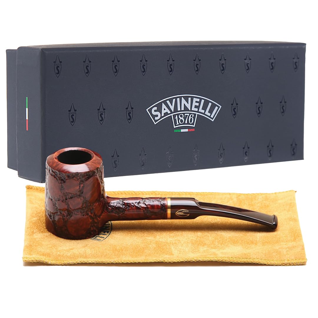 Savinelli Alligator Brown 310 Tobacco Pipe - Premium Italian Briar Wood Smoking Pipe for Men | Perfect for Relaxation, Gifts & Collectors