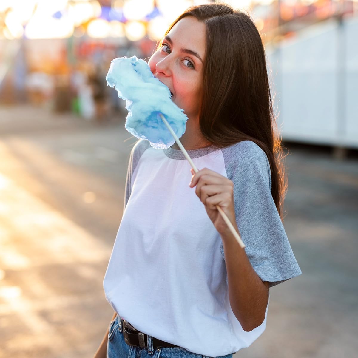 Blue Raspberry Cotton Candy 10 Pack - 0.42oz Individually Wrapped Bags (10 Count) | Kosher, Fluffy Party Favors & Treats for Birthdays, Weddings, Baby Showers & Carnivals | Perfect for Snacking, Gift Baskets & Sweet Table Displays