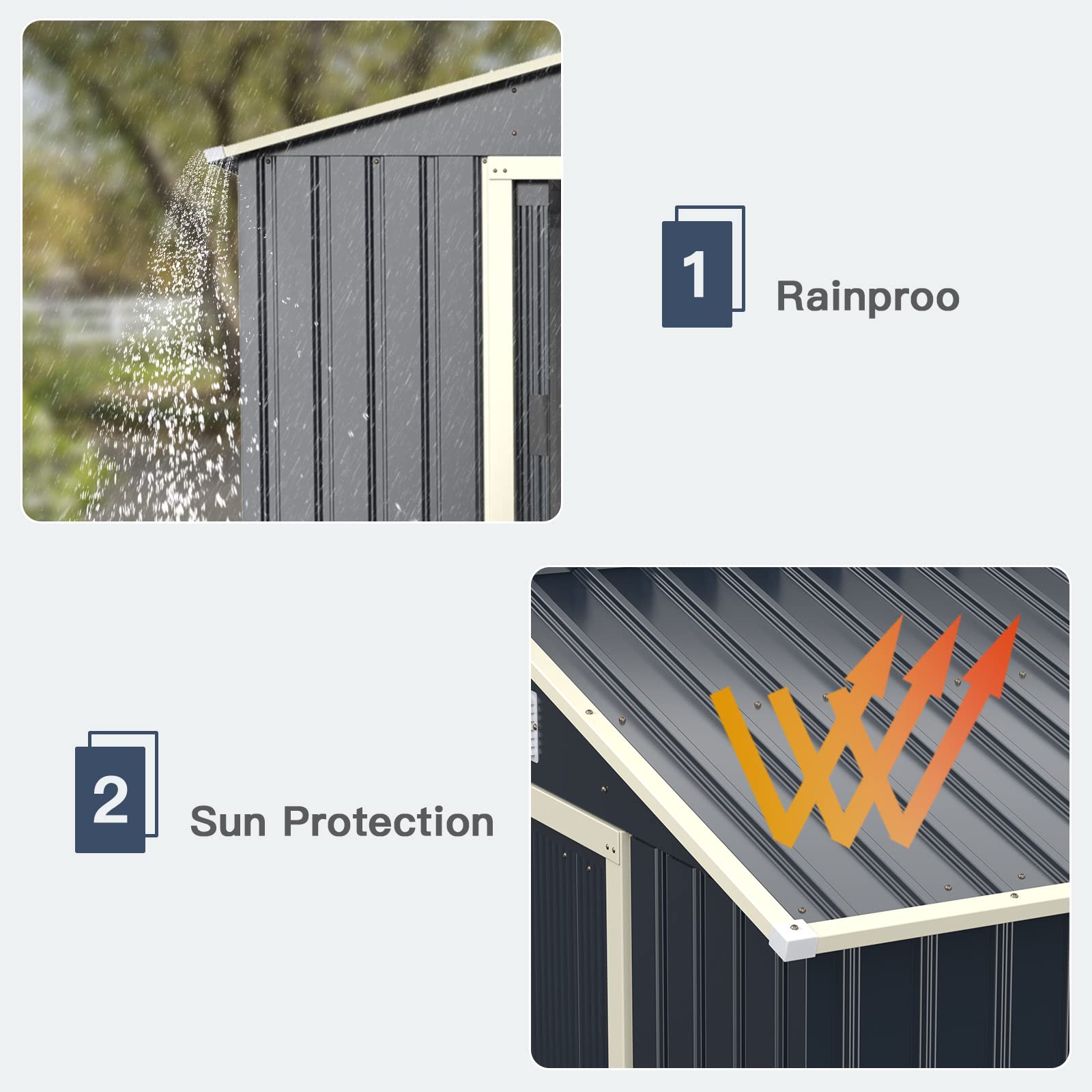Giantex 7x4 FT Outdoor Storage Shed with Double Sliding Doors - Galvanized Metal Garden Storage Room with Front & Back Ventilation - Weatherproof Tool Shed for Backyard, Patio, Lawn & Garage Organization (Perfect for Storing Lawn Mowers, Gardening Tools & Seasonal Items)