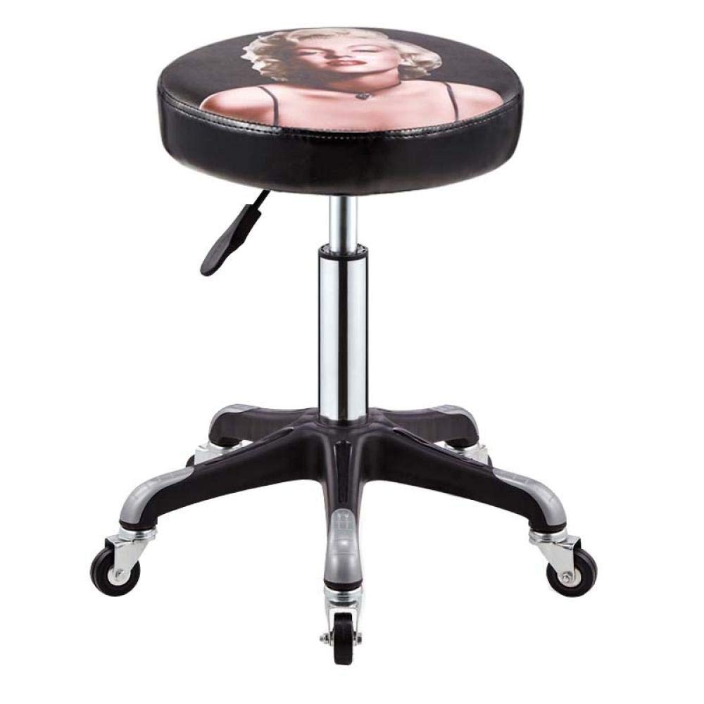 Adjustable Rolling Mechanic Stool - Heavy Duty 160kg Capacity, Monroe Pattern Synthetic Leather Seat, Height 41-55cm - Perfect for Tattoo Artists, Beauty Therapists, Massage & Manicure Professionals
