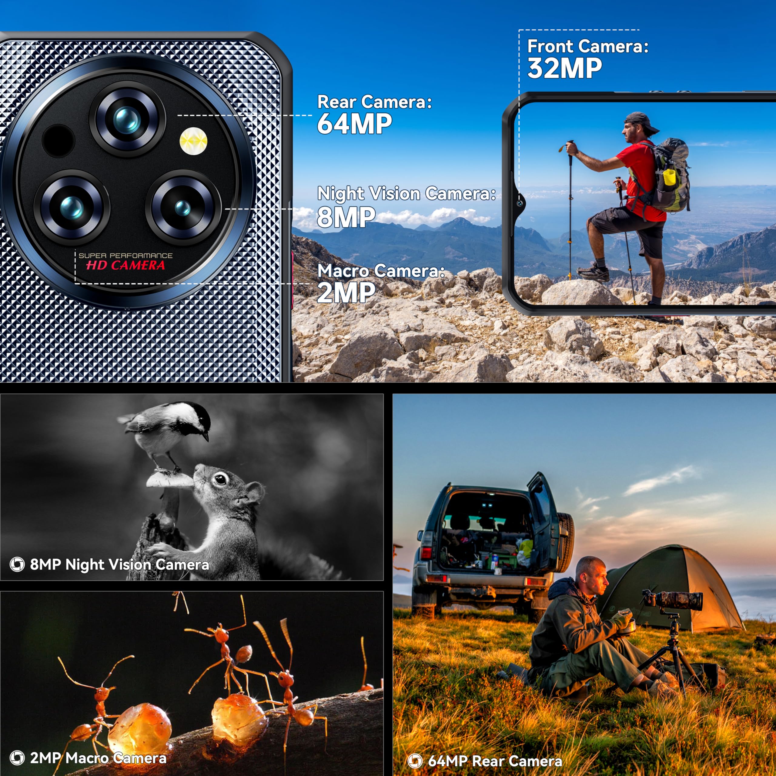 OUKITEL WP35 5G Rugged Smartphone - 24GB RAM + 256GB ROM (Expandable to 2TB) | 11000mAh Battery | 6.6
