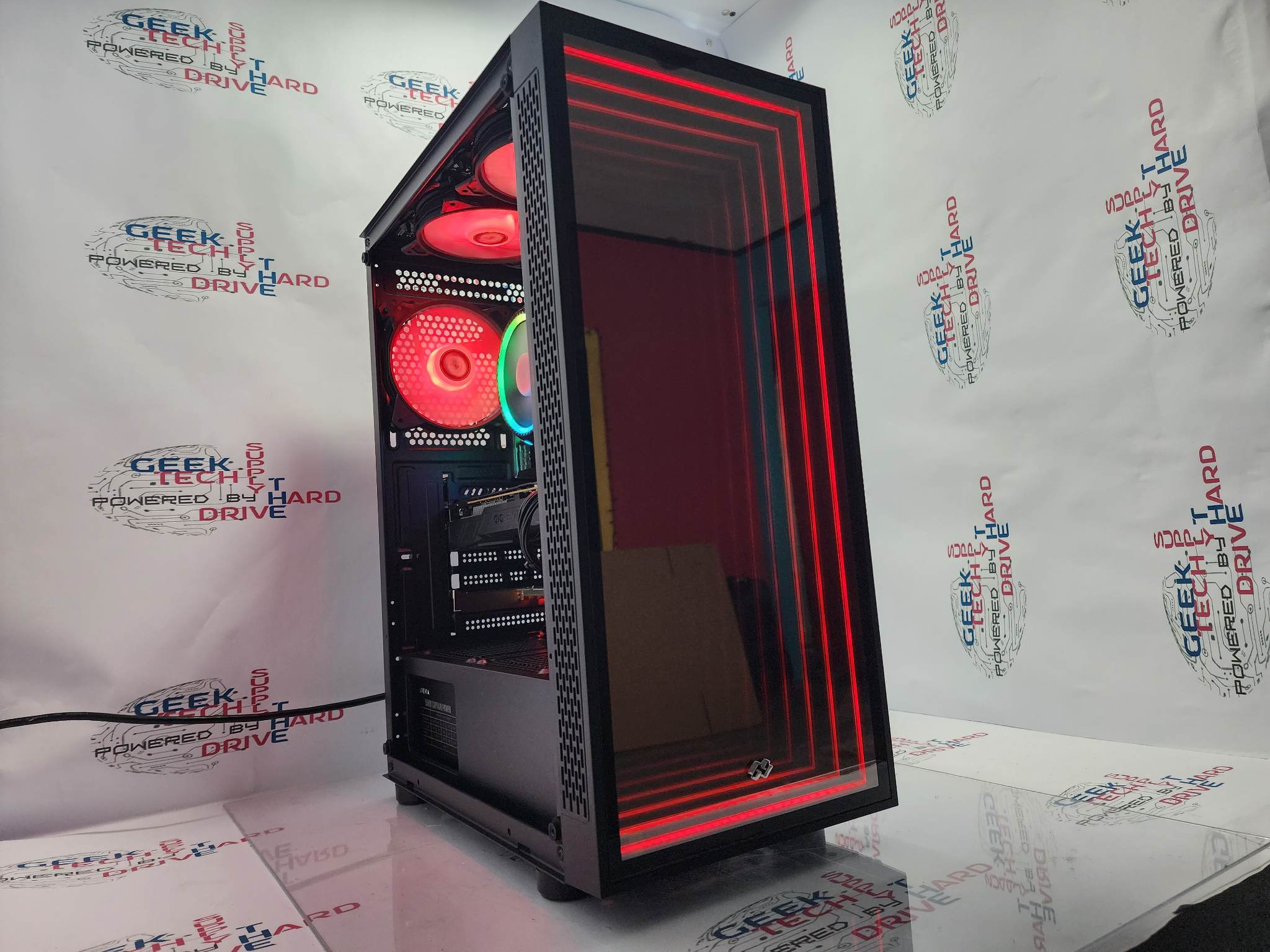 Optillusion Gaming PC - AMD Ryzen 5 6-Core Processor, NVIDIA GTX 1080, 16GB DDR4 RAM, 1TB NVMe SSD, WiFi, RGB Lighting - Windows 11 Desktop Computer for Gaming, Streaming & Content Creation