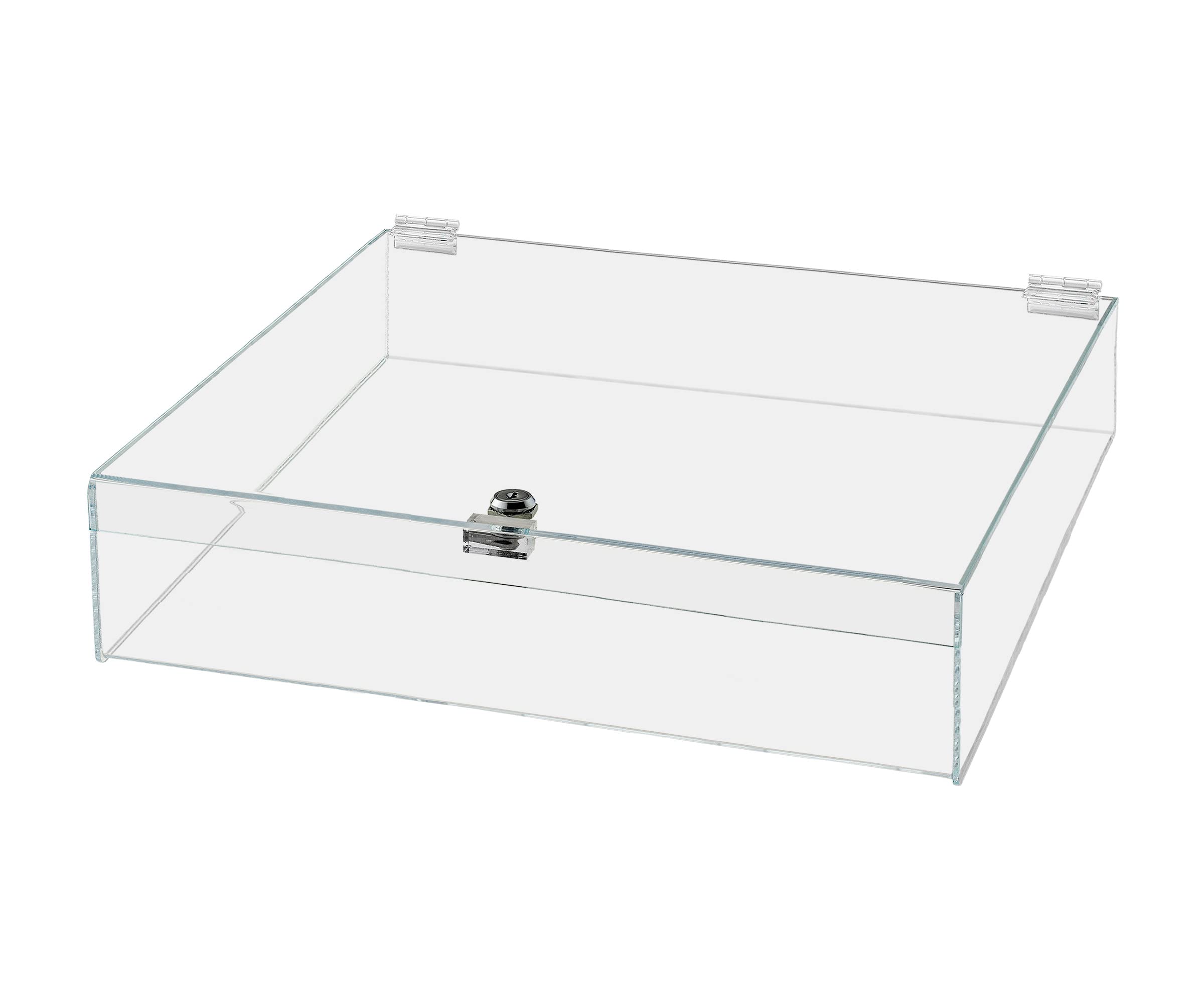 18x18x6 Inch Clear Acrylic Locking Display Case with Keys - Square Tabletop Tray with Secure Lid for Collectibles, Jewelry & Retail Merchandise - Perfect for Tradeshows, Flea Markets, Expos & Retail Store Displays