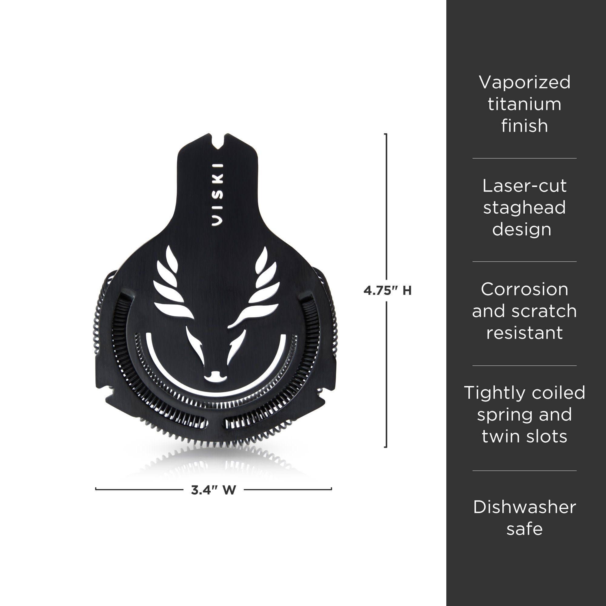 Premium Titanium Staghead Strainer - Durable & Lightweight Cocktail Filter for Bartenders & Home Mixologists | Perfect for Craft Cocktails, Iced Tea, and Cold Brew Coffee