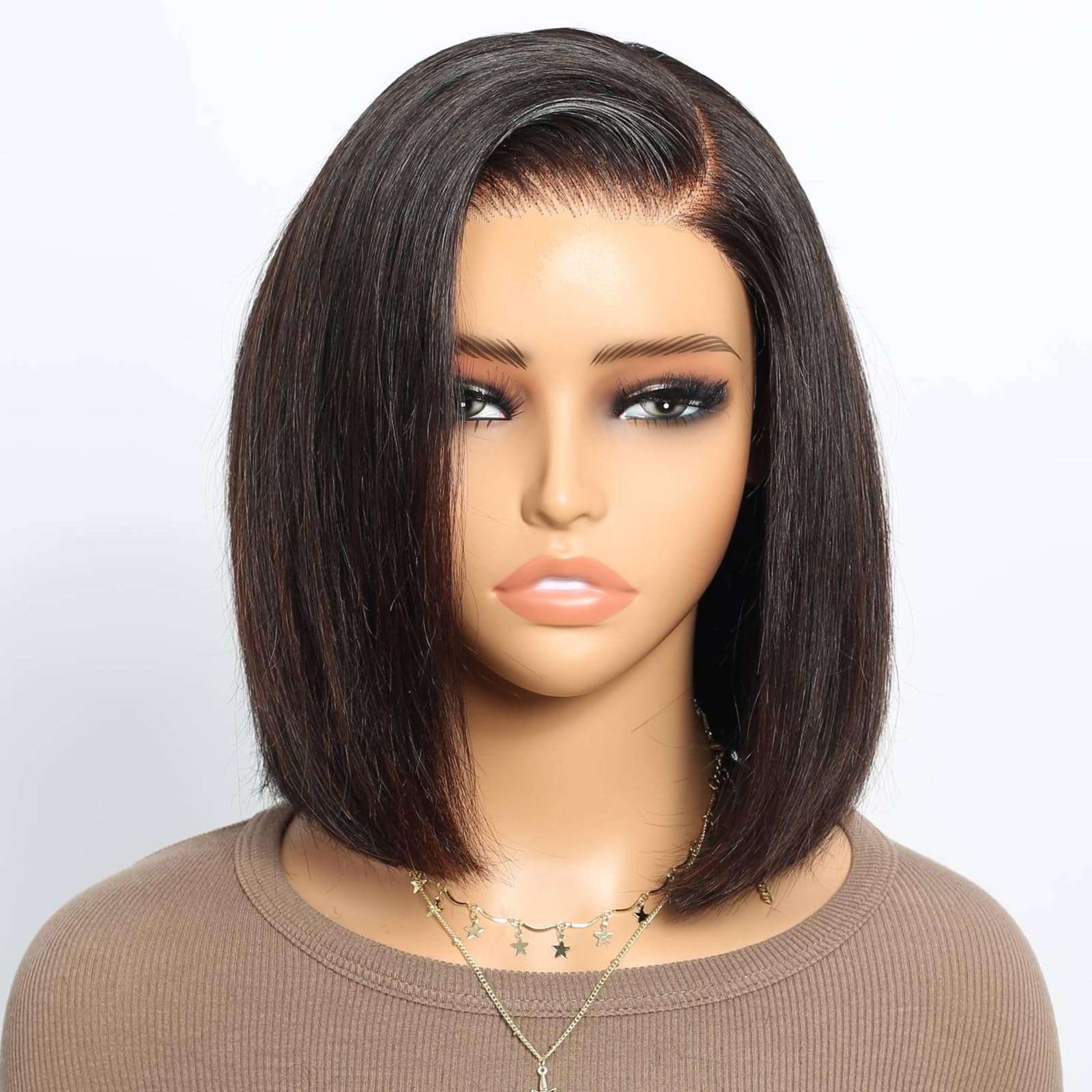 5x6 HD Lace Front Wig 10 Inch - 200% Brazilian Virgin Human Hair Glueless Bob Wig for Black Women | Bleached Knots, Pre-Plucked, Pre-Cut | Natural Black Color | Perfect for Daily Wear, Parties & Special Occasions