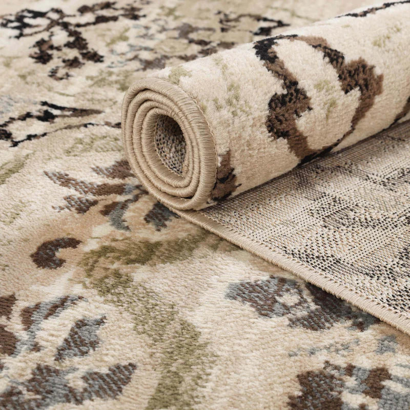 Elegant Caldwell Floral Scroll Indoor Area Rug & Runner - Non-Slip Soft Living Room Carpet for Home Decor, Bedroom, Hallway - Perfect for Boho, Farmhouse & Modern Style Interiors