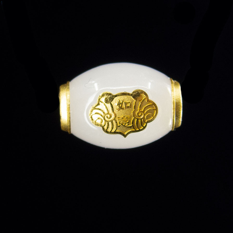 24K Gold Nephrite Jade Ruyi Pendant Necklace - Chinese Symbol of Good Luck & Fortune - Perfect for Gifts, Weddings & Special Occasions