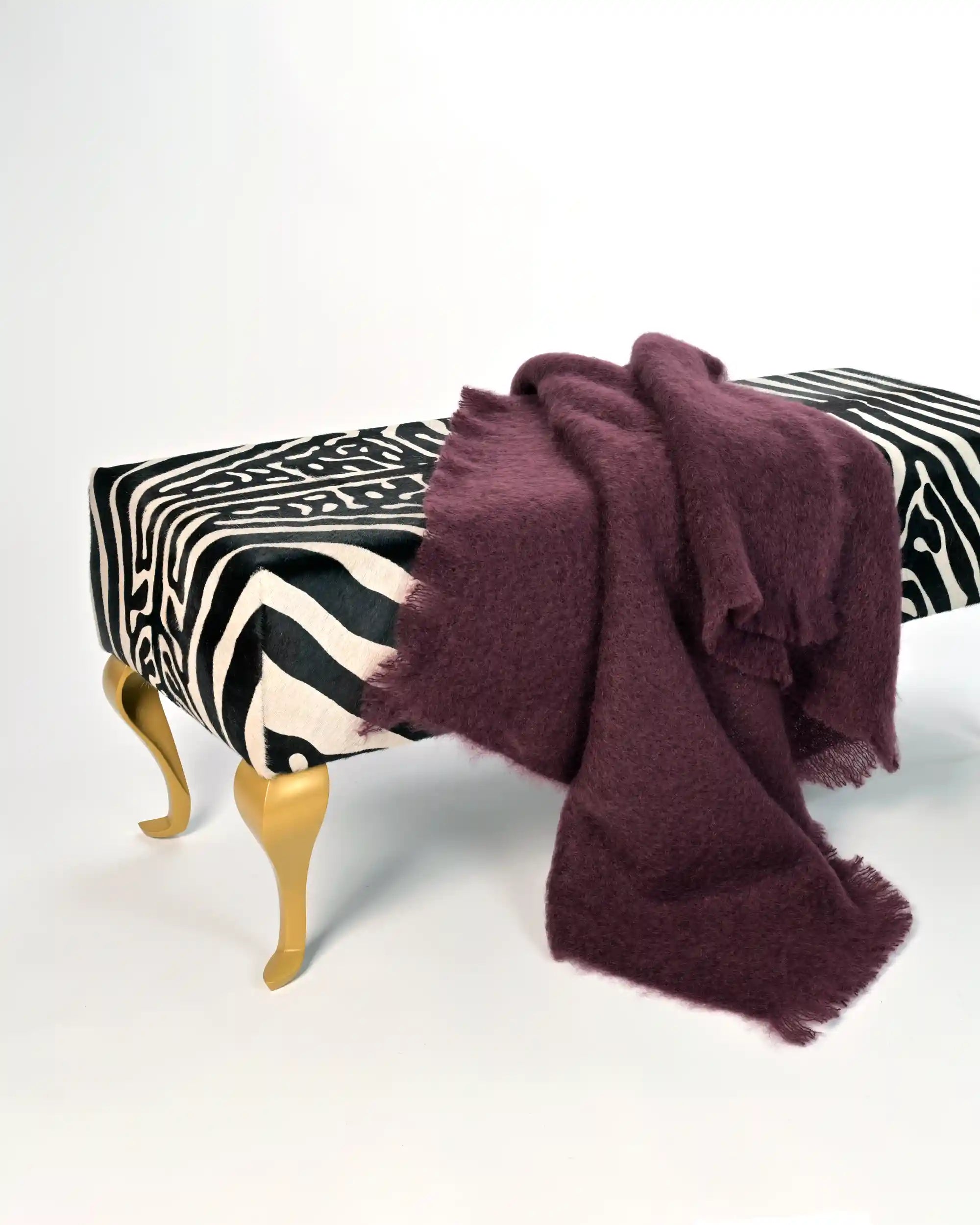 Luxury Mulberry Wine Mohair Throw Blanket - Soft & Cozy Handmade Wool Blanket for Sofa, Bed, Couch - Perfect for Winter, Gifts & Home Decor