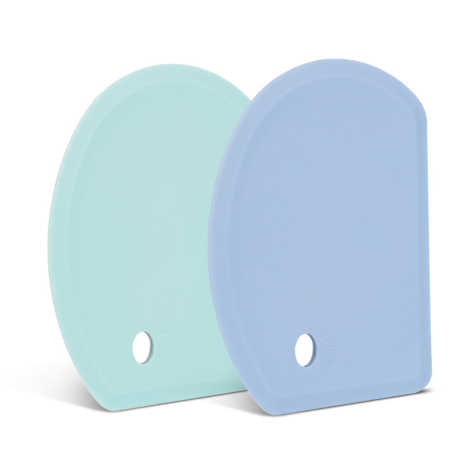 Premium Silicone Dough Scraper with Stainless Steel Core - Flexible Baking Bowl Scraper Set of 2 (Blue & Mint Green) - Food Grade Kitchen Tool for Sourdough Bread, Pastry Making & Cookie Dough - Ideal for Bakers & Home Cooks