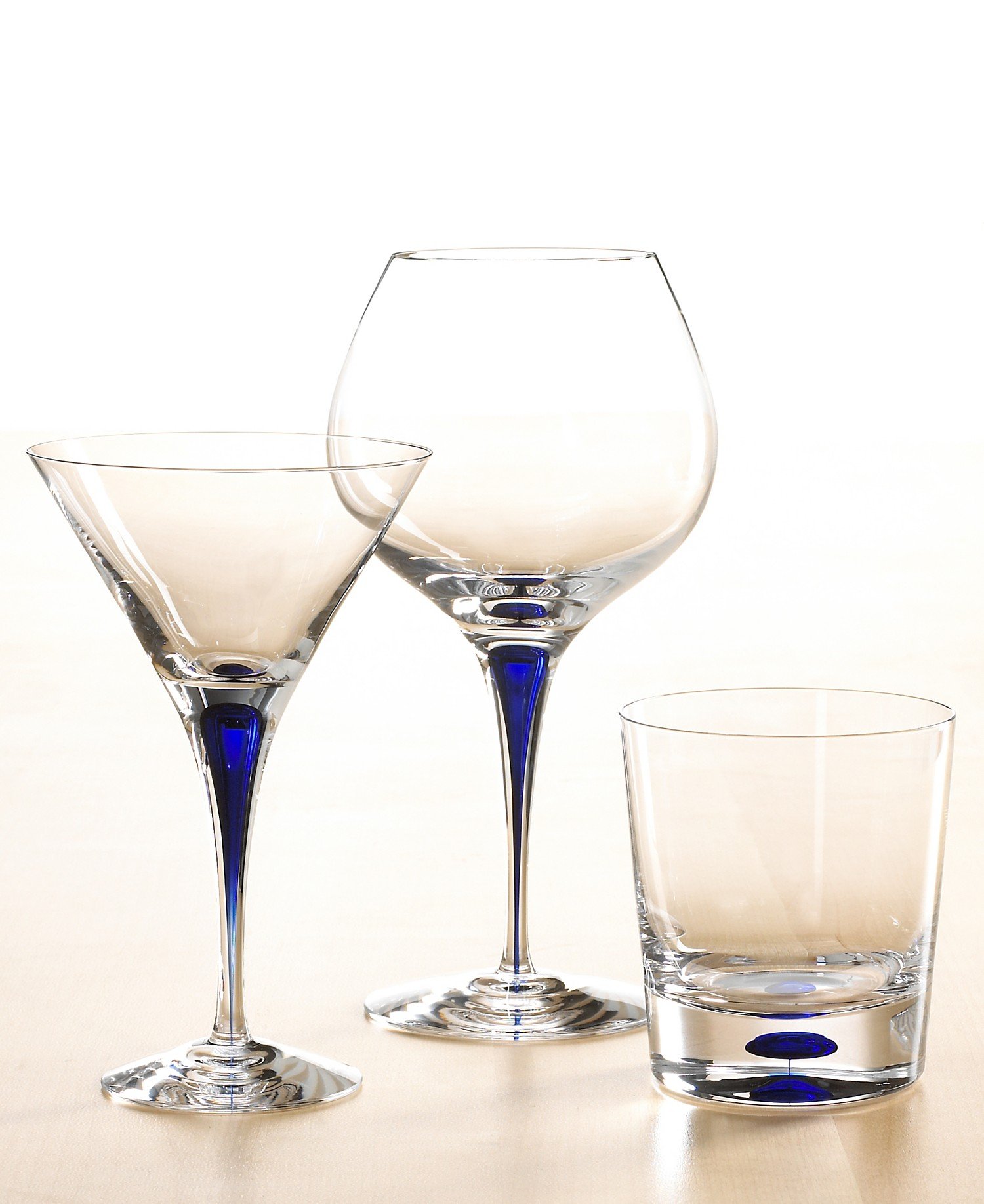 Orrefors Intermezzo Blue Bouquet Crystal Wine Glasses, Set of 2 - Elegant Stemware for Dinner Parties, Wedding Gifts & Home Decor