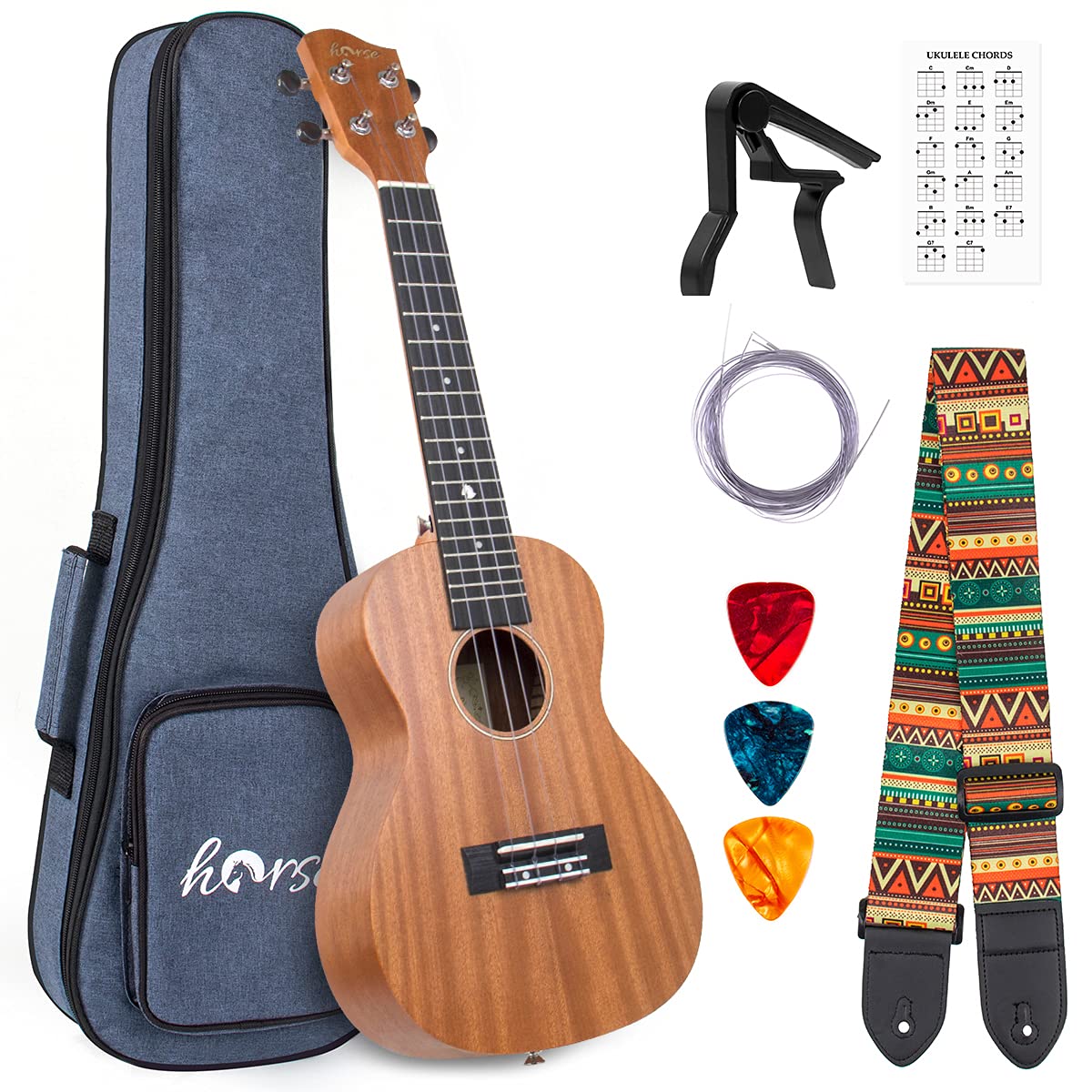 Professional 26 Inch Tenor Ukulele for Adults - Left Handed Hawaiian Guitar with Gig Bag, Strap & Premium Strings - Perfect for Beginners, Travel & Live Performances