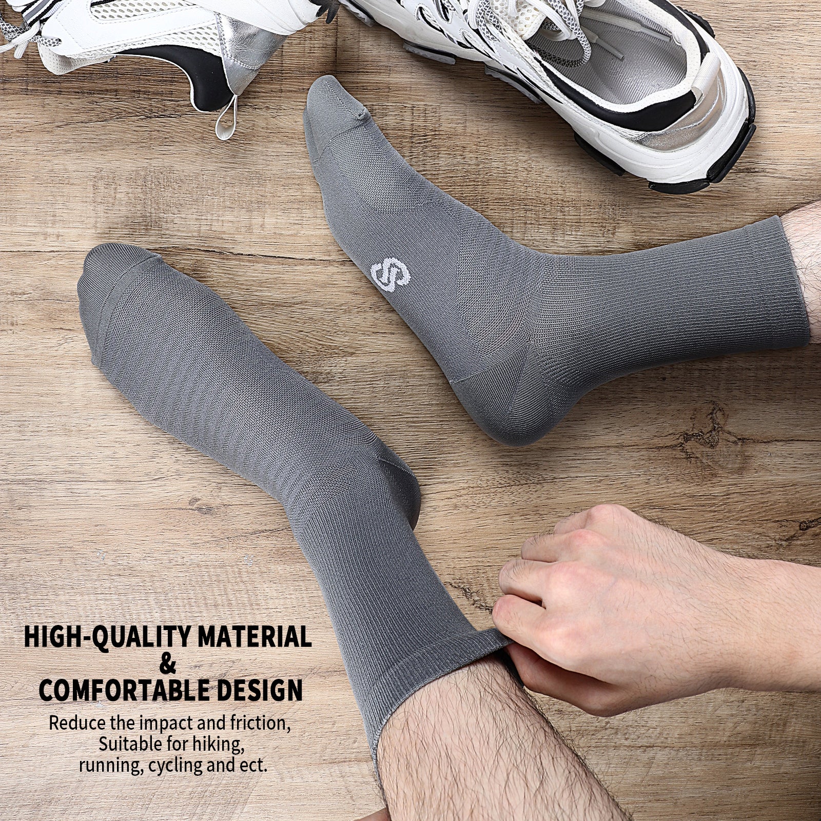 GECKOMAN x PAPLUS Athletic Crew Socks for Men & Women - Breathable Performance Running Socks for Sports, Gym & Daily Wear
