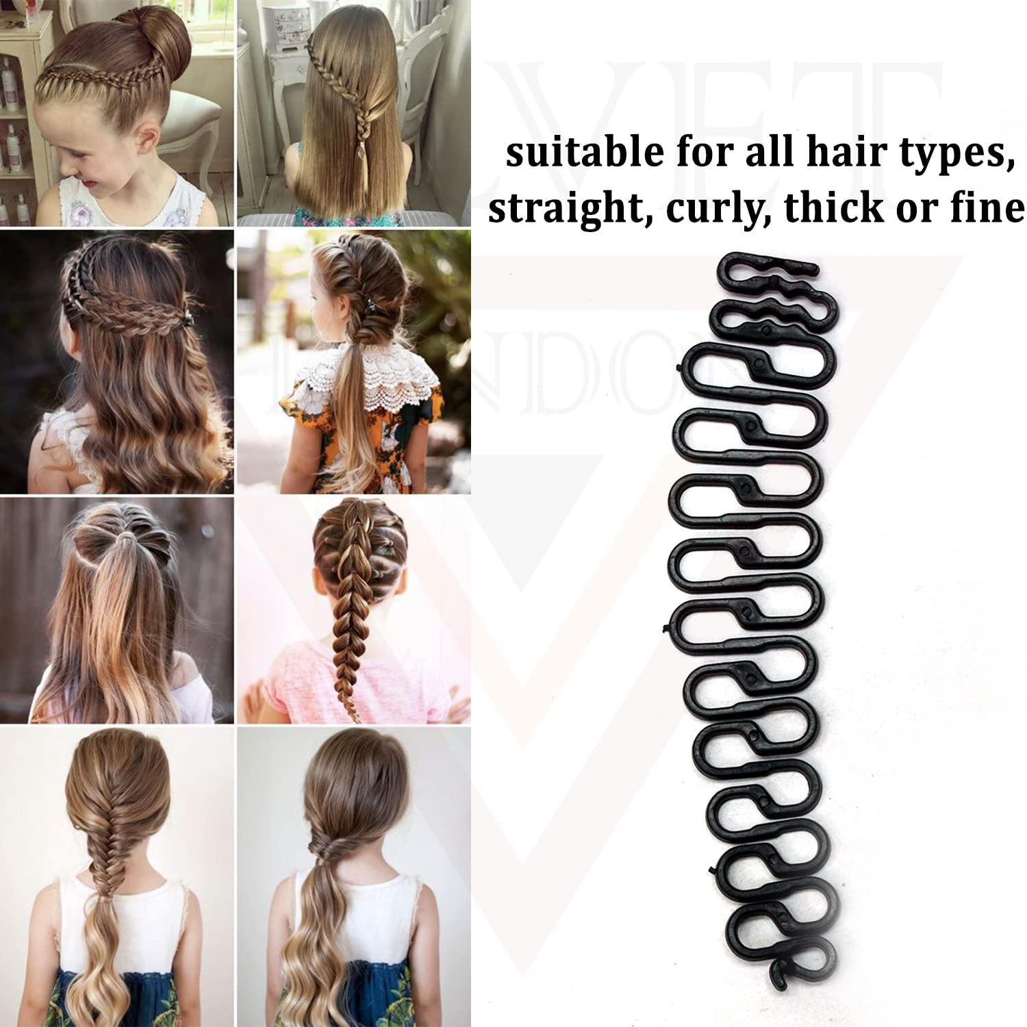 Velvet London 3-Piece Hair Bun Maker Set - French Twist Hair Styling Tools with Braiding Stick & Clips for Women & Girls (Black) - Perfect for Updos, Braids & Everyday Hairstyles